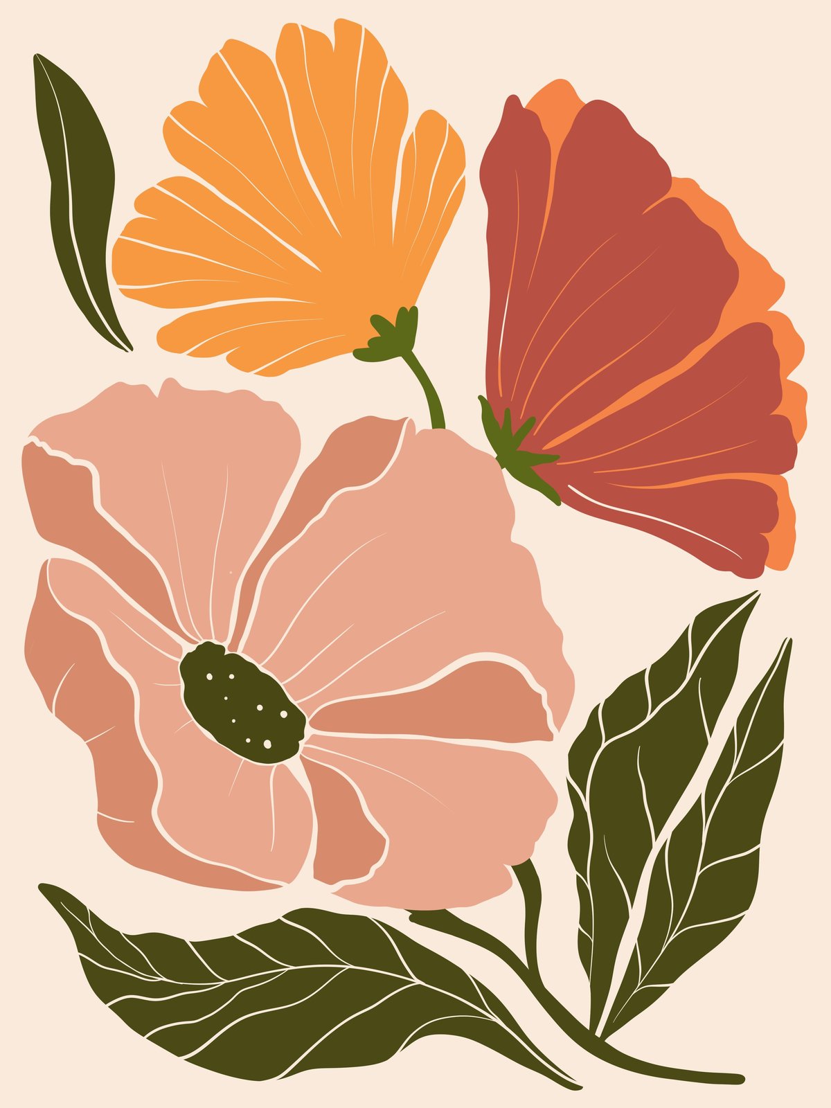 Bohemian Floral Wall Art Wall Art