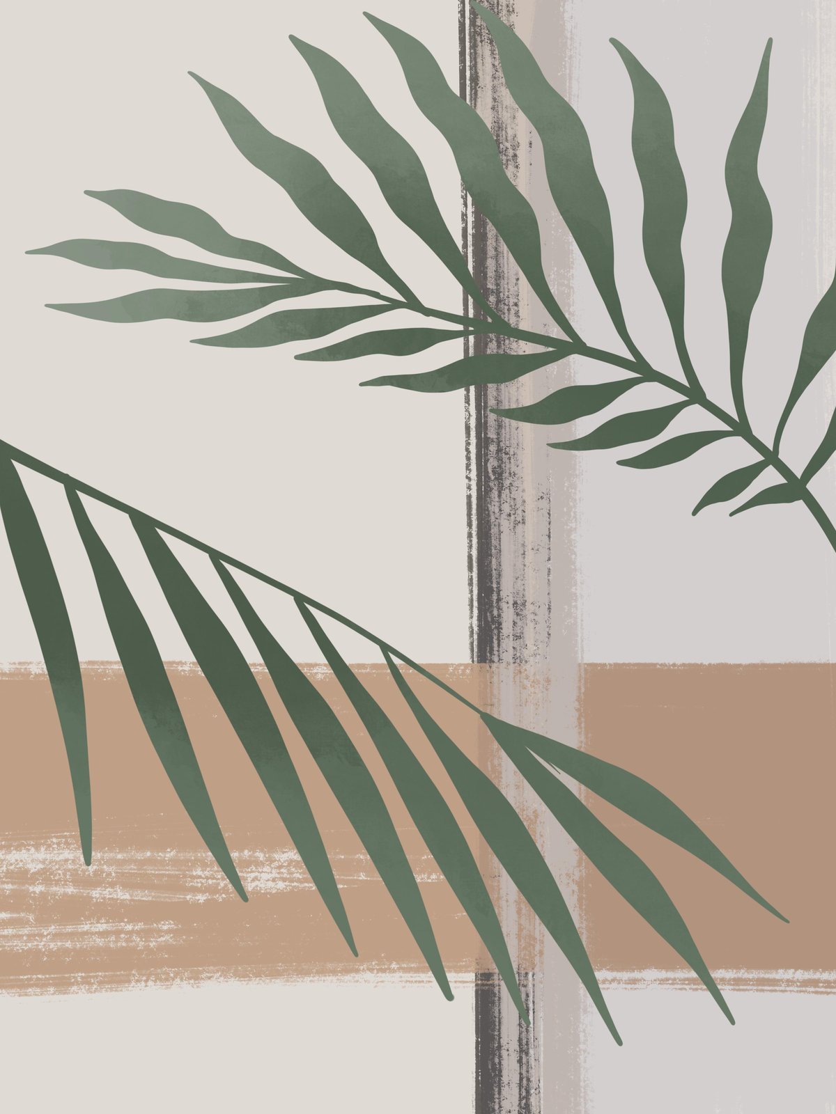 Boho Palm Leaf Abstract Wall Art