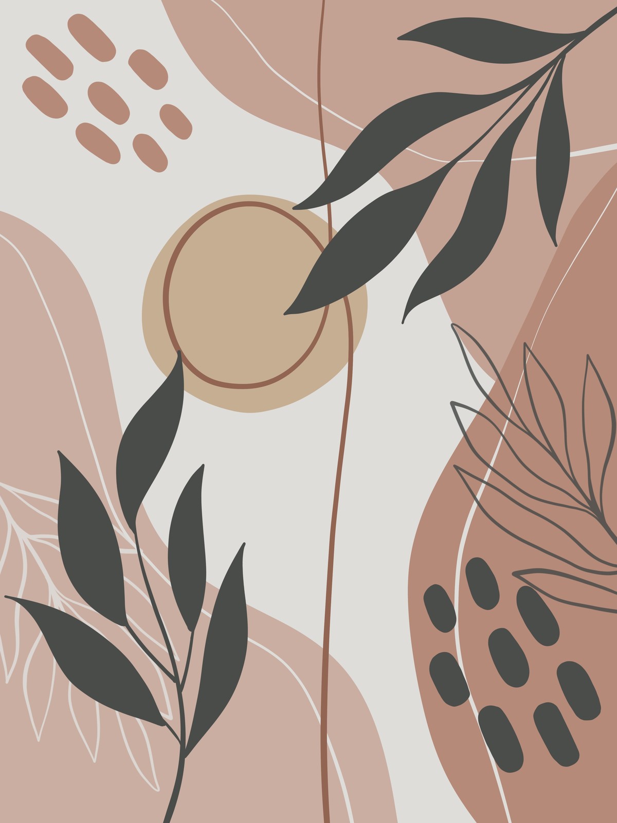 Boho Abstract Botanical Leaf Wall Art