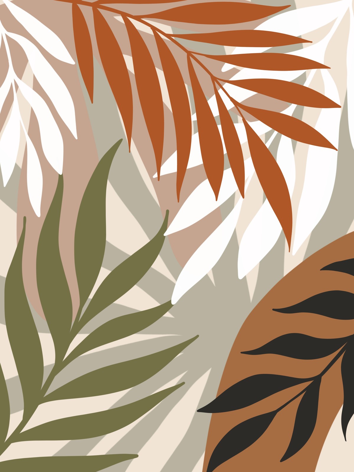 Boho Tropical Leaf Abstract Wall Art