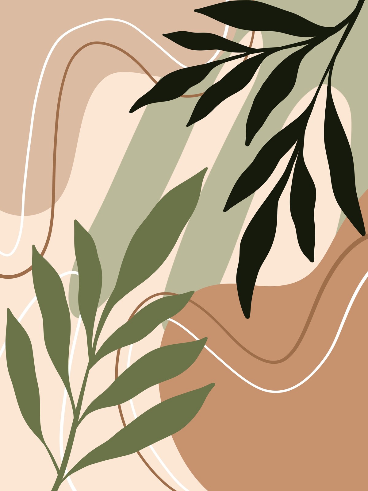 Abstract Botanical Mid-Century Wall Art