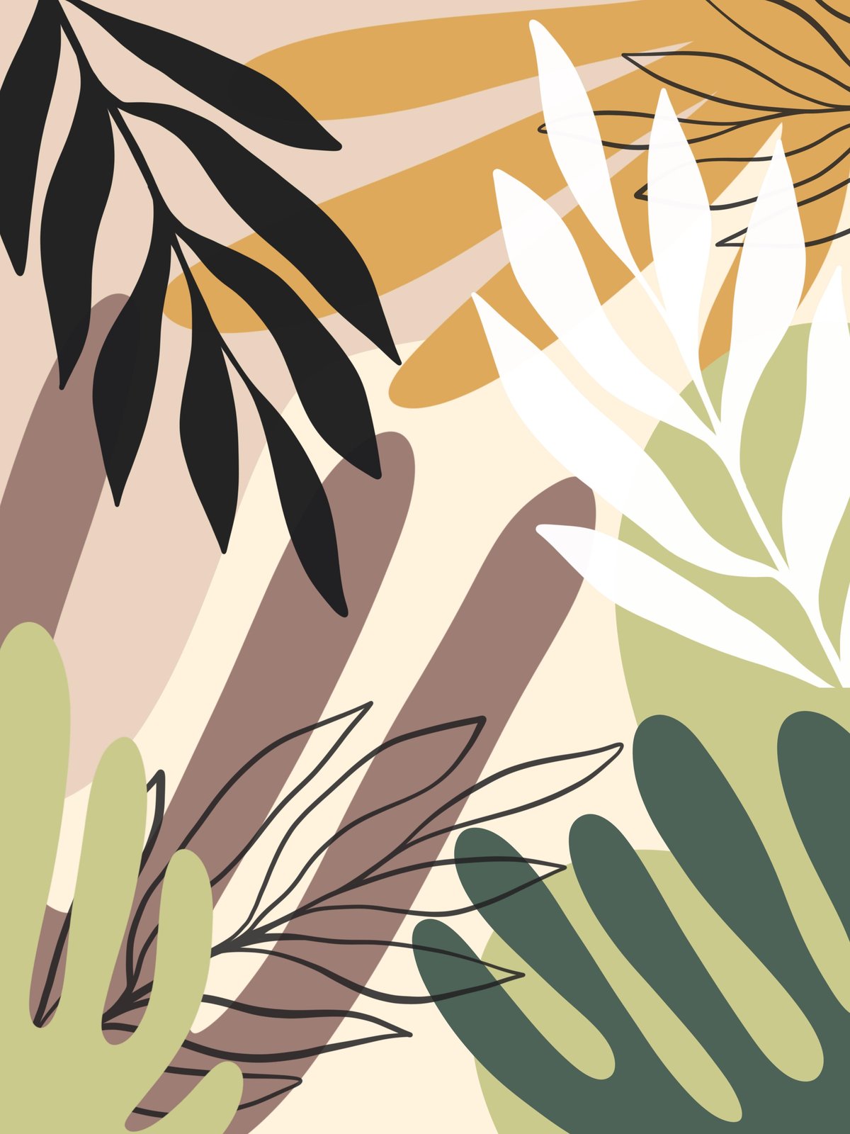 Mid-Century Botanical Abstract Wall Art