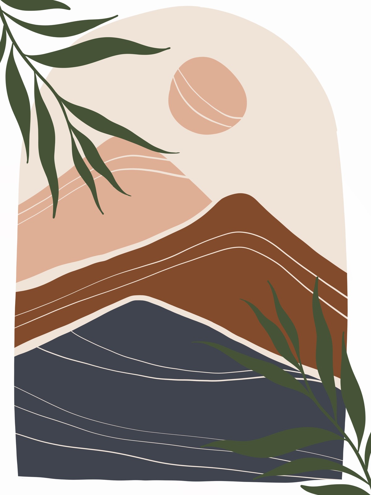 Bohemian Mountain Sun Abstract Wall Art