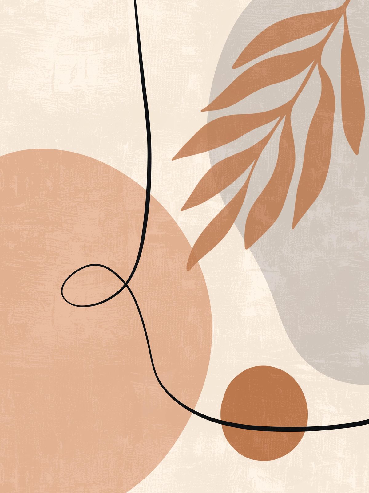 Boho Abstract Botanical Leaf Wall Art