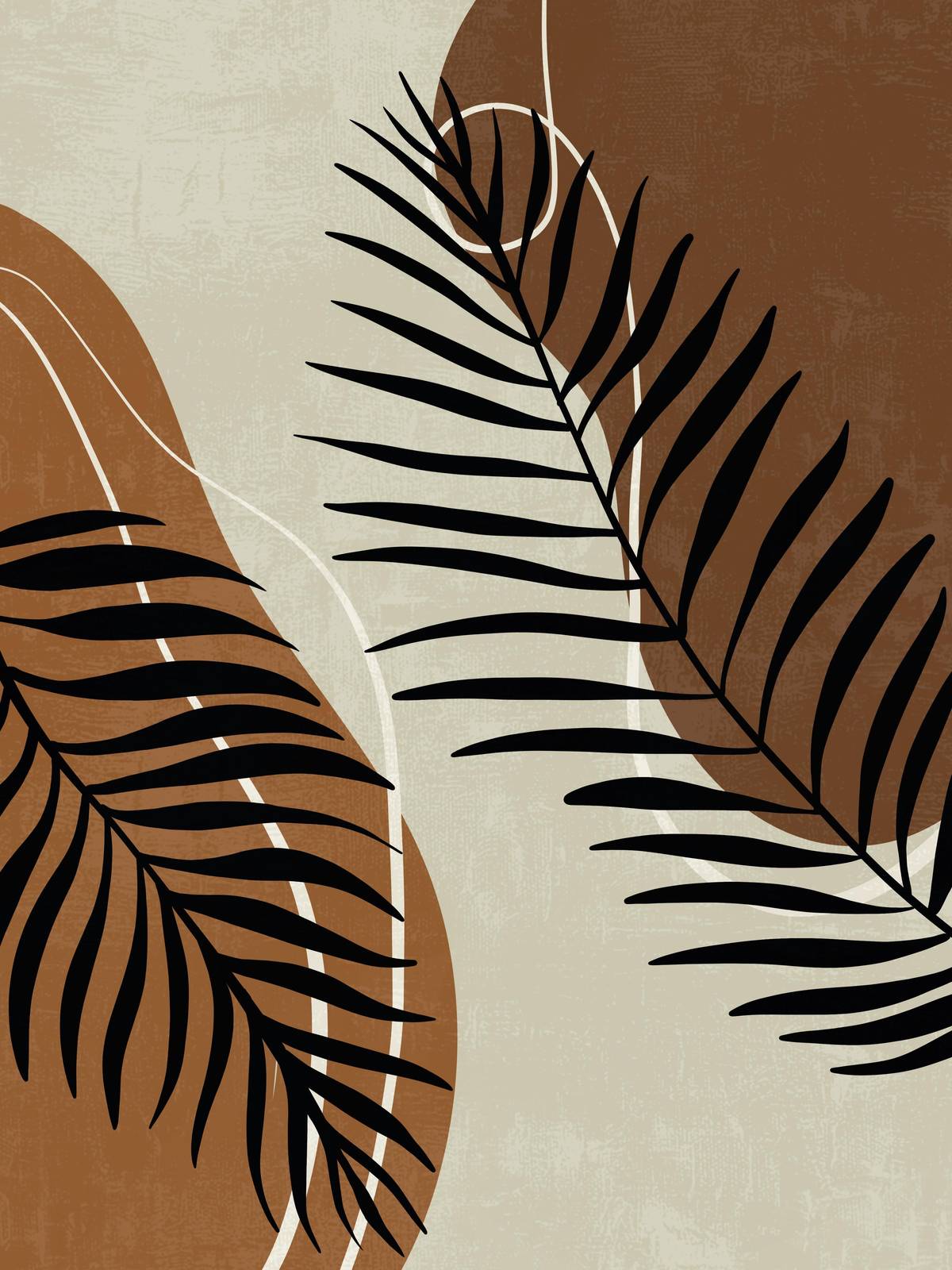 Boho Palm Abstract Mid Century Wall Art