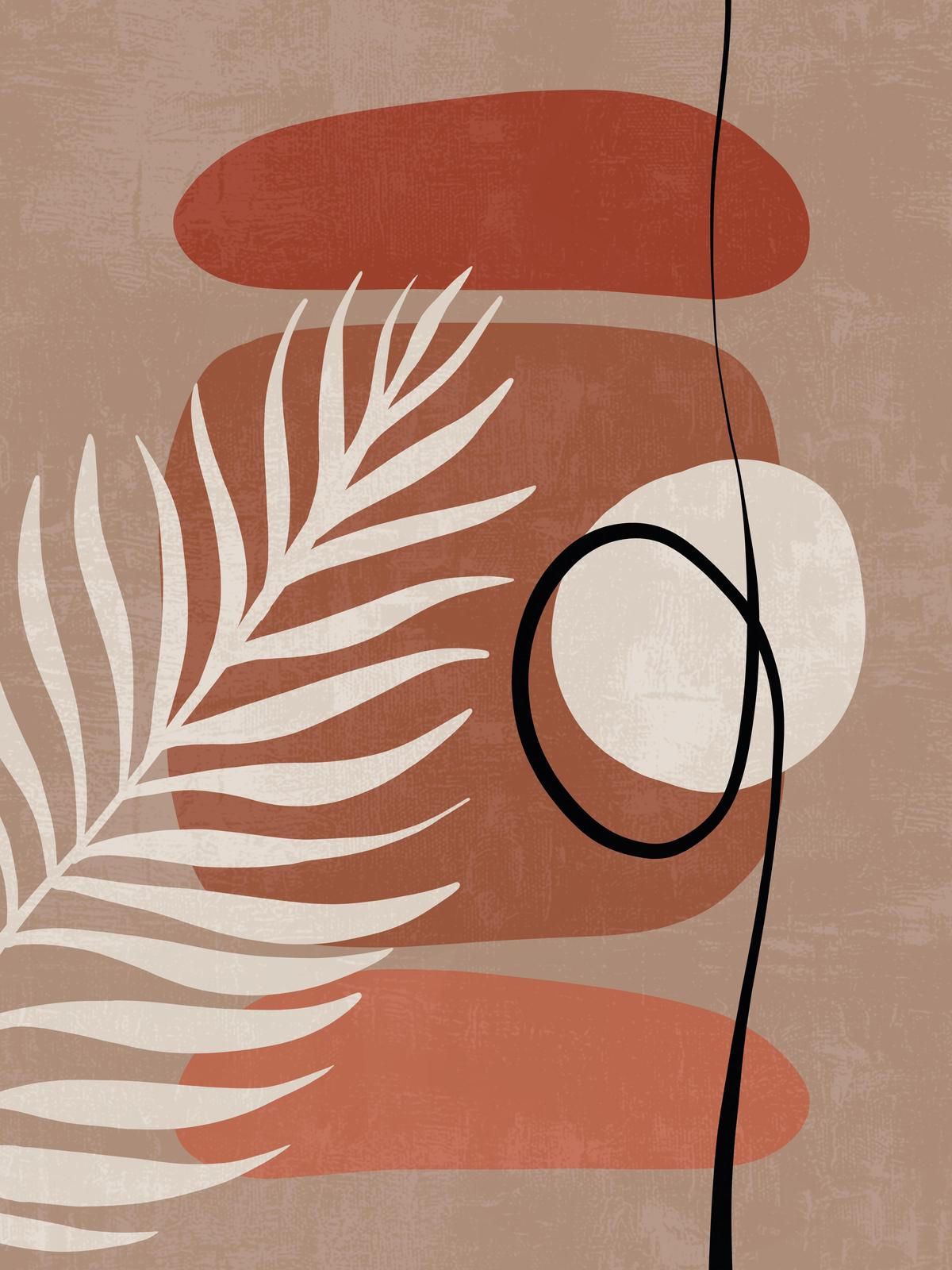 Boho Abstract Leaf & Shapes Wall Art