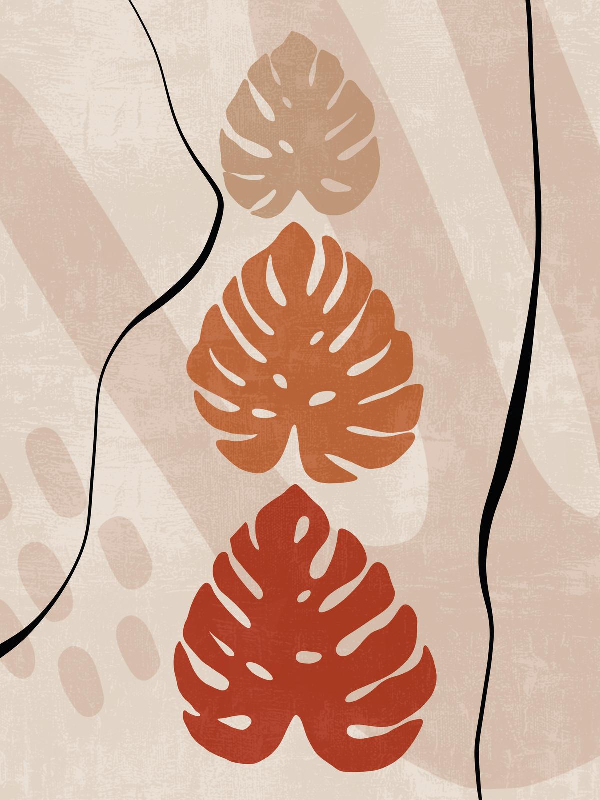 Boho Tropical Leaf Abstract Wall Art