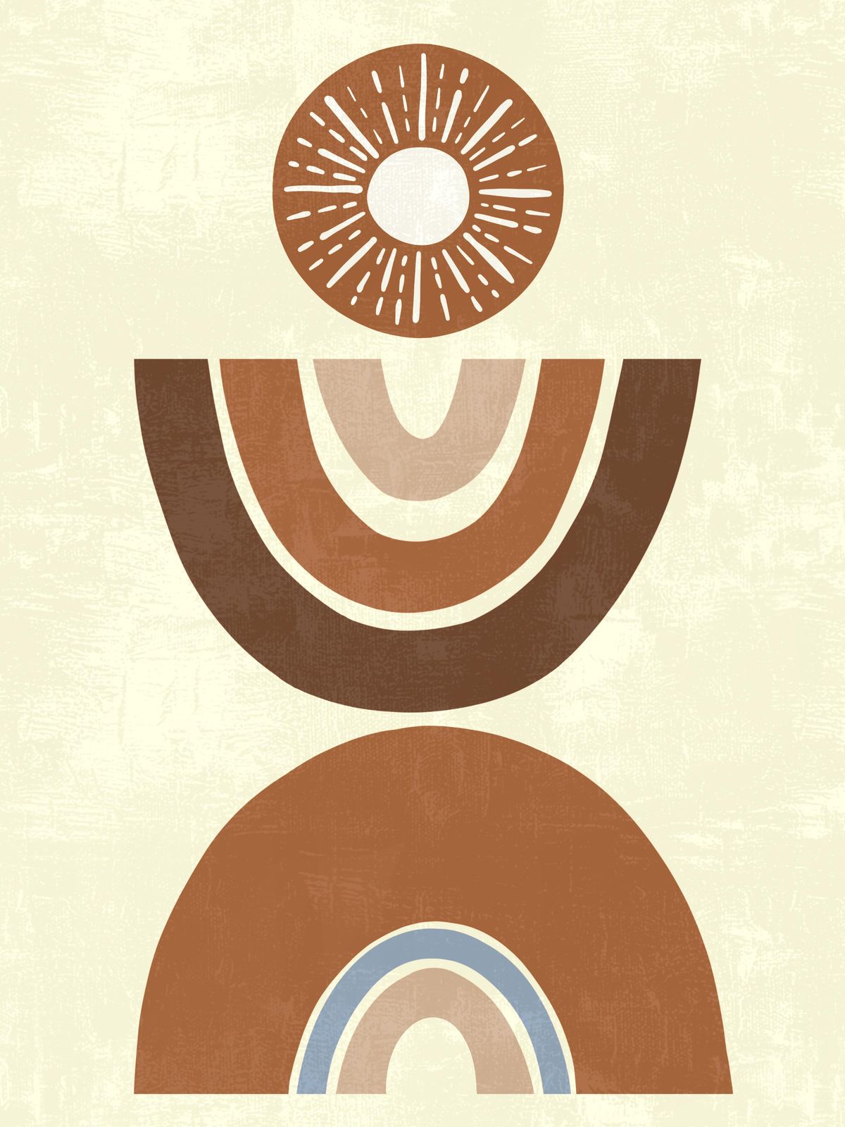 Boho Abstract Rainbow & Sun Wall Art