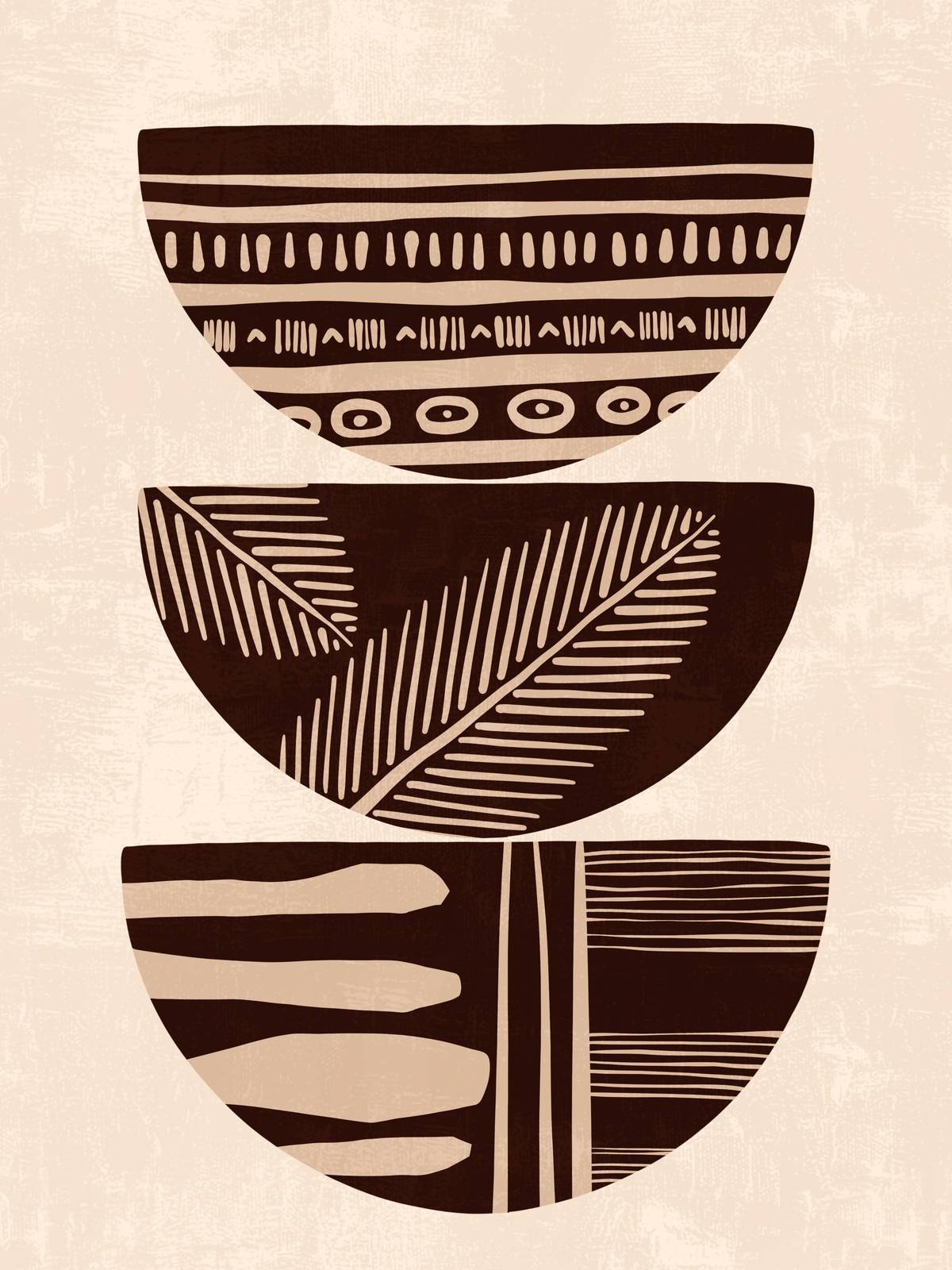 Boho Abstract Stacked Bowls Wall Art