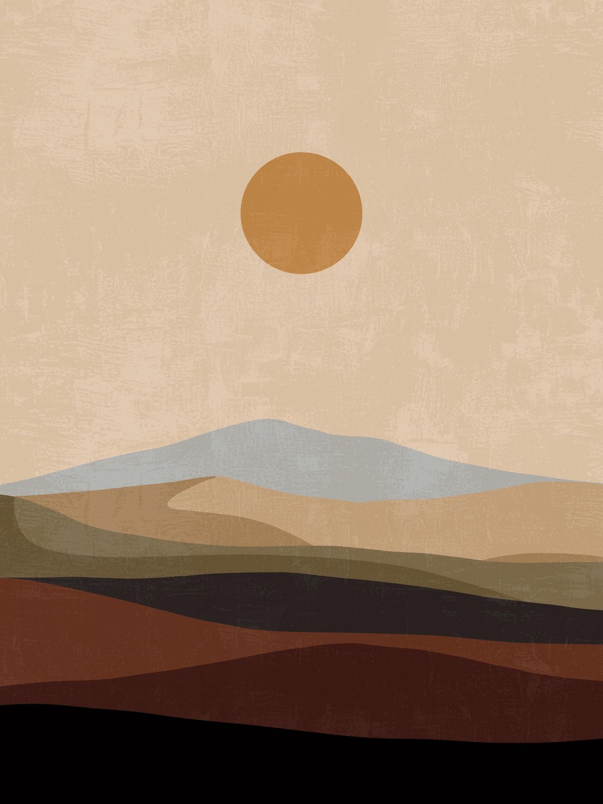 Abstract Desert Sun Landscape Wall Art