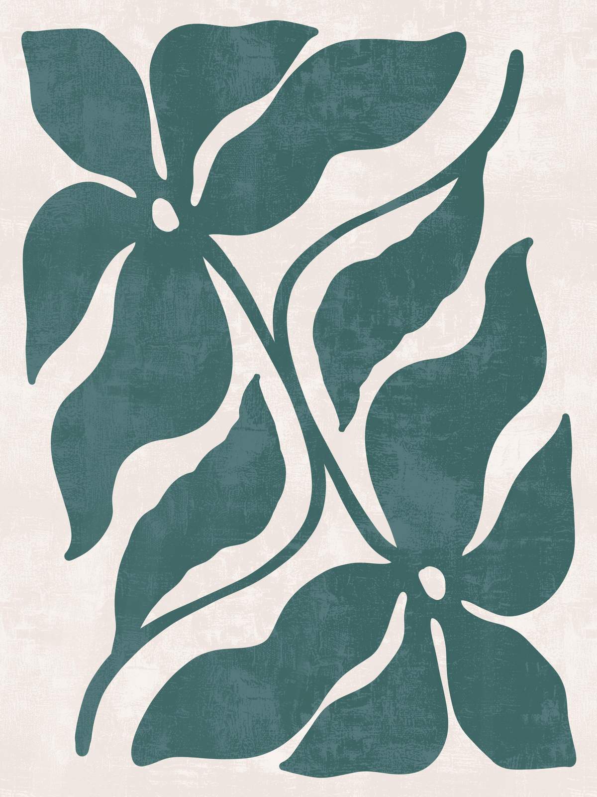 Serene Teal Botanical Abstraction Wall Art