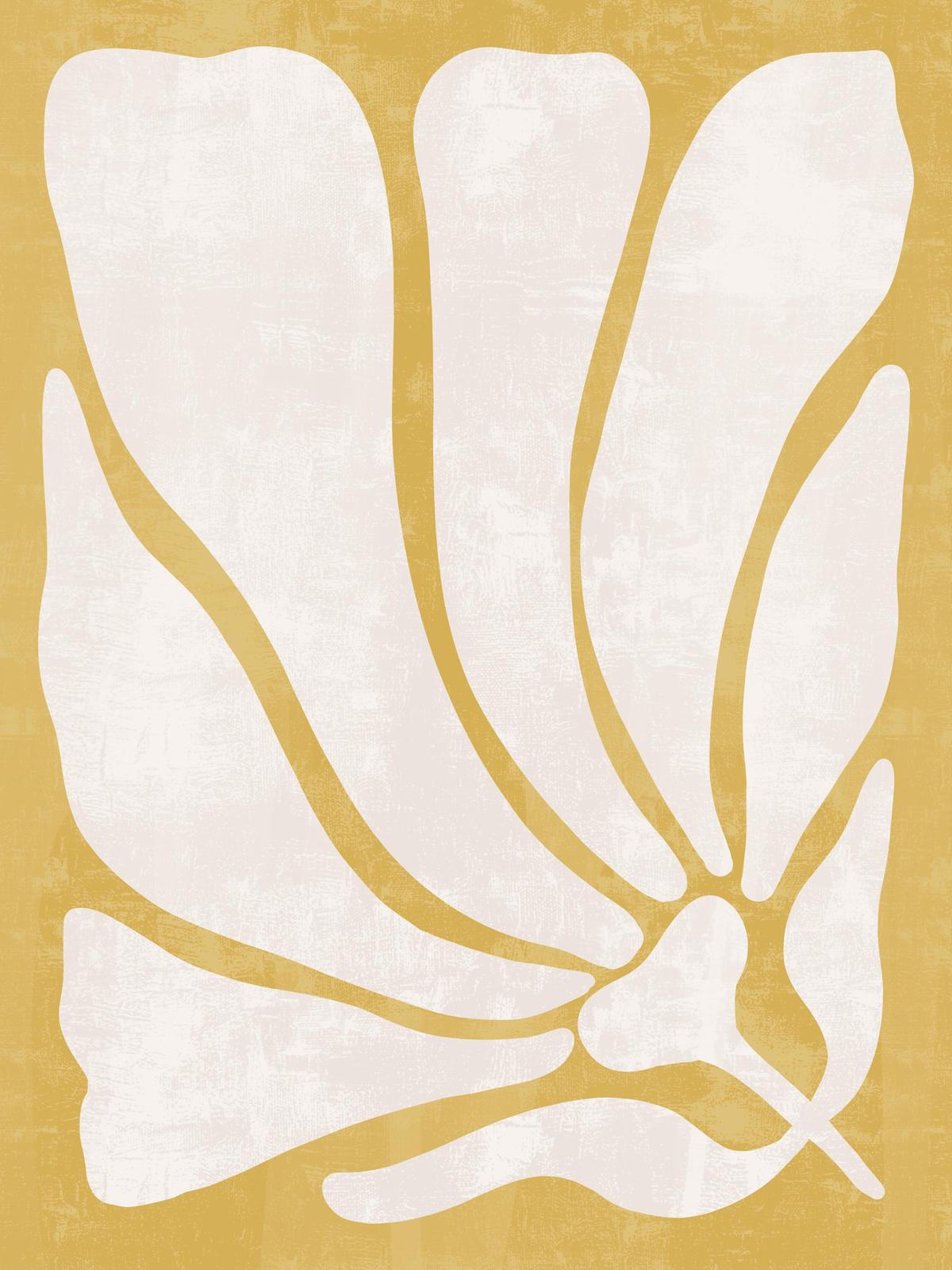 Abstract Floral Mustard Yellow Wall Art