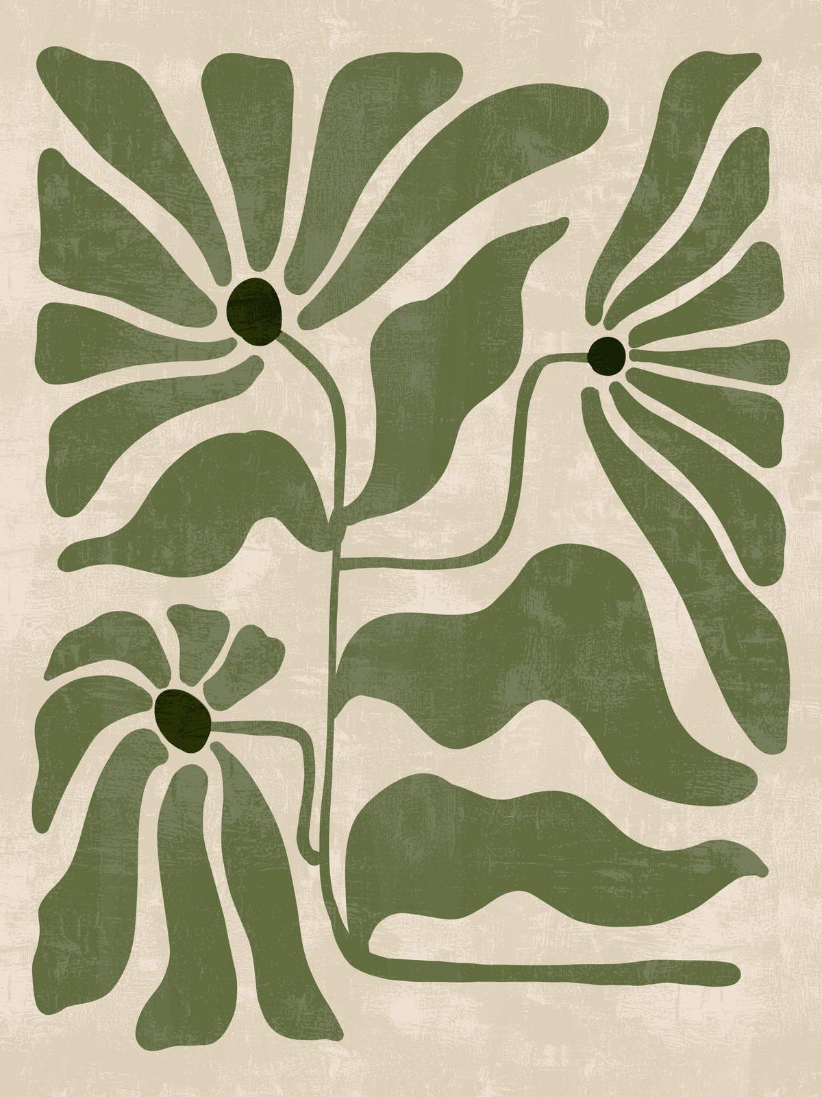 Abstract Green Floral Botanical Wall Art