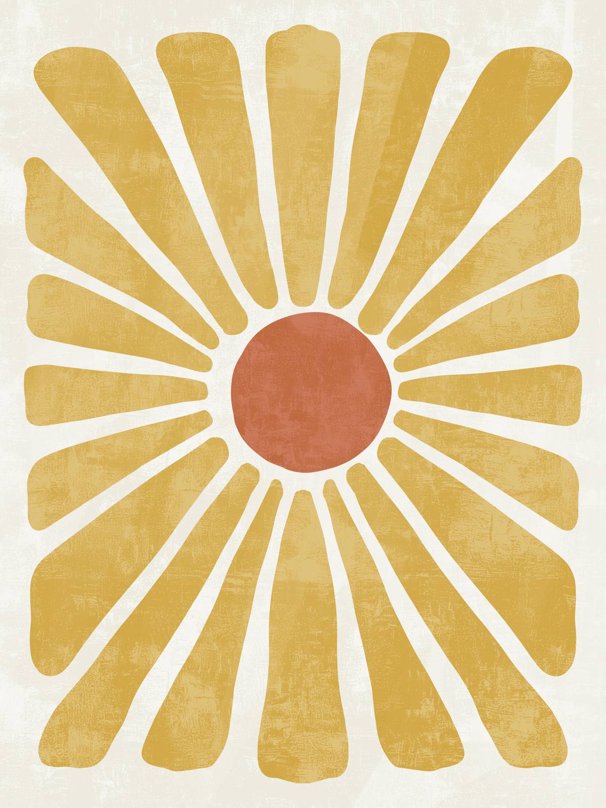 Mid-Century Sunburst Yellow & Terracotta Wall Art