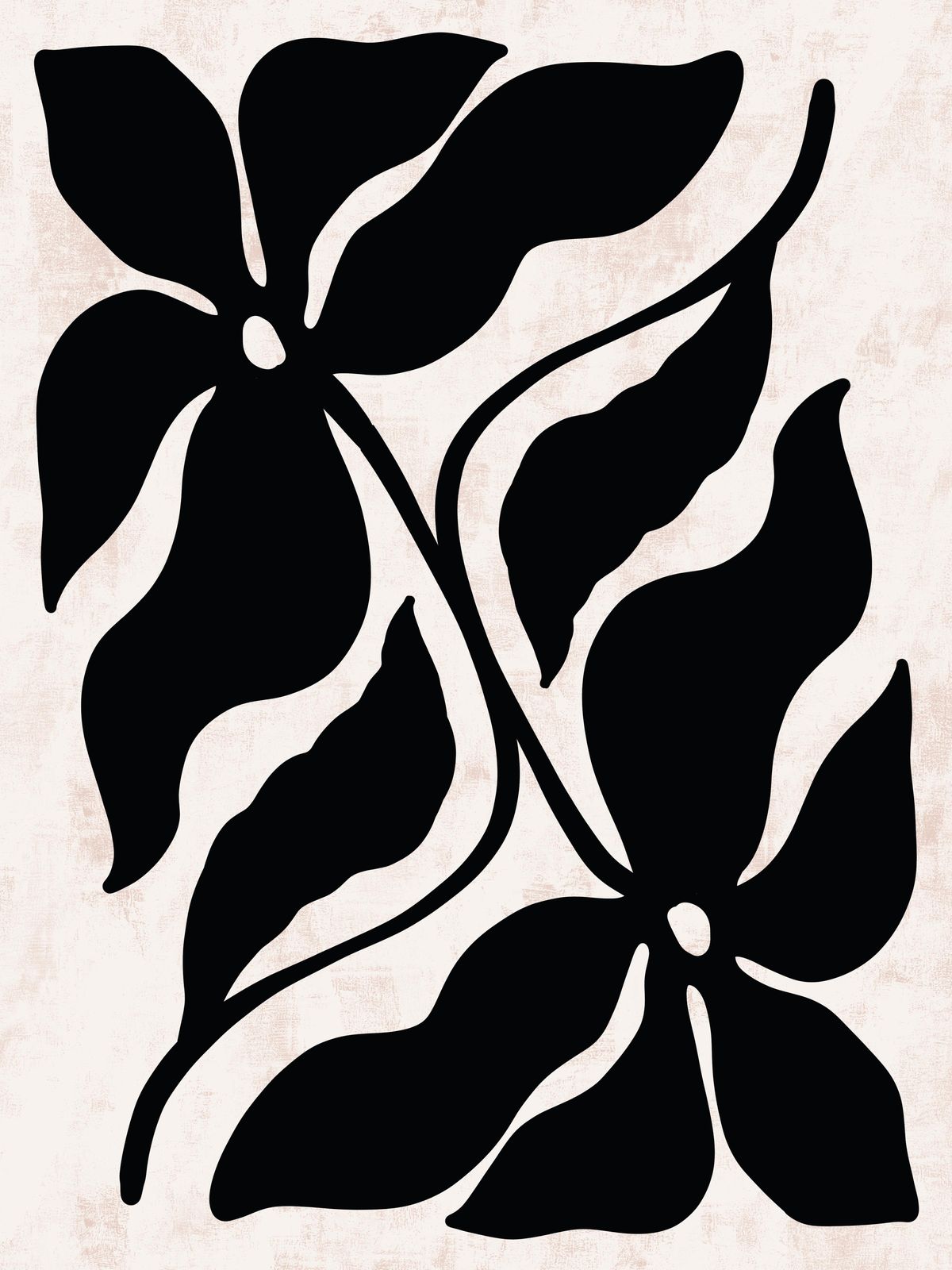 Modern Black Floral Abstract Wall Art