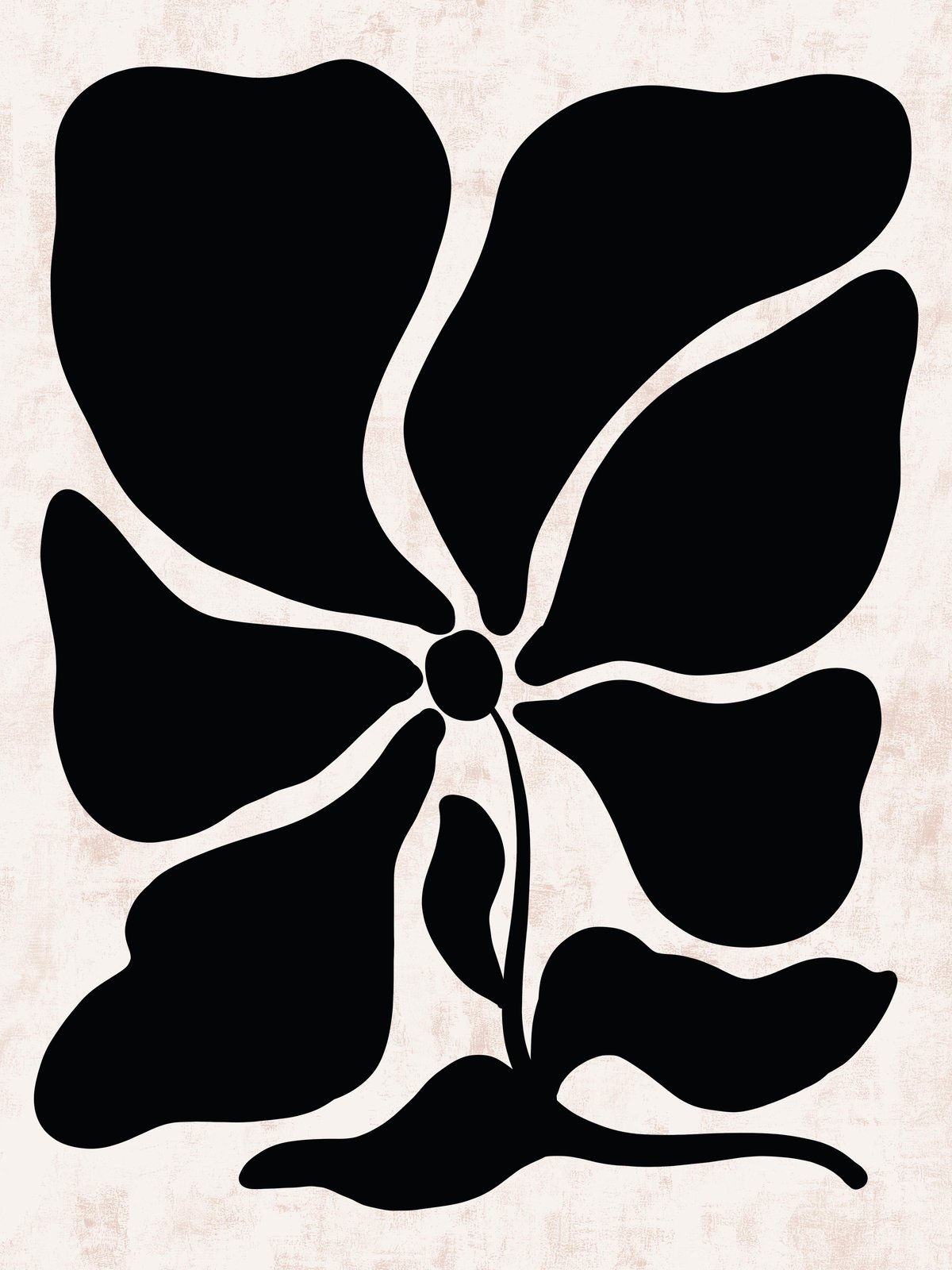 Bold Black Floral Abstract Wall Art