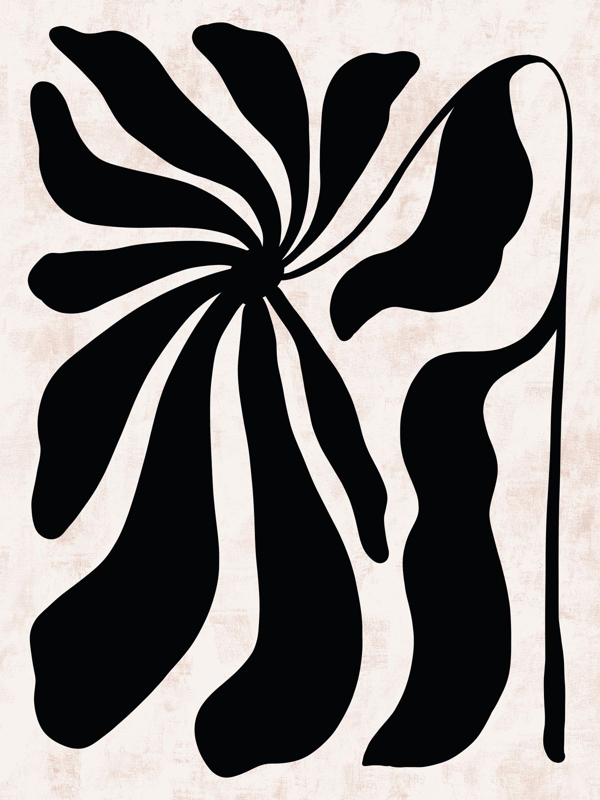 Abstract Black Floral Wall Art