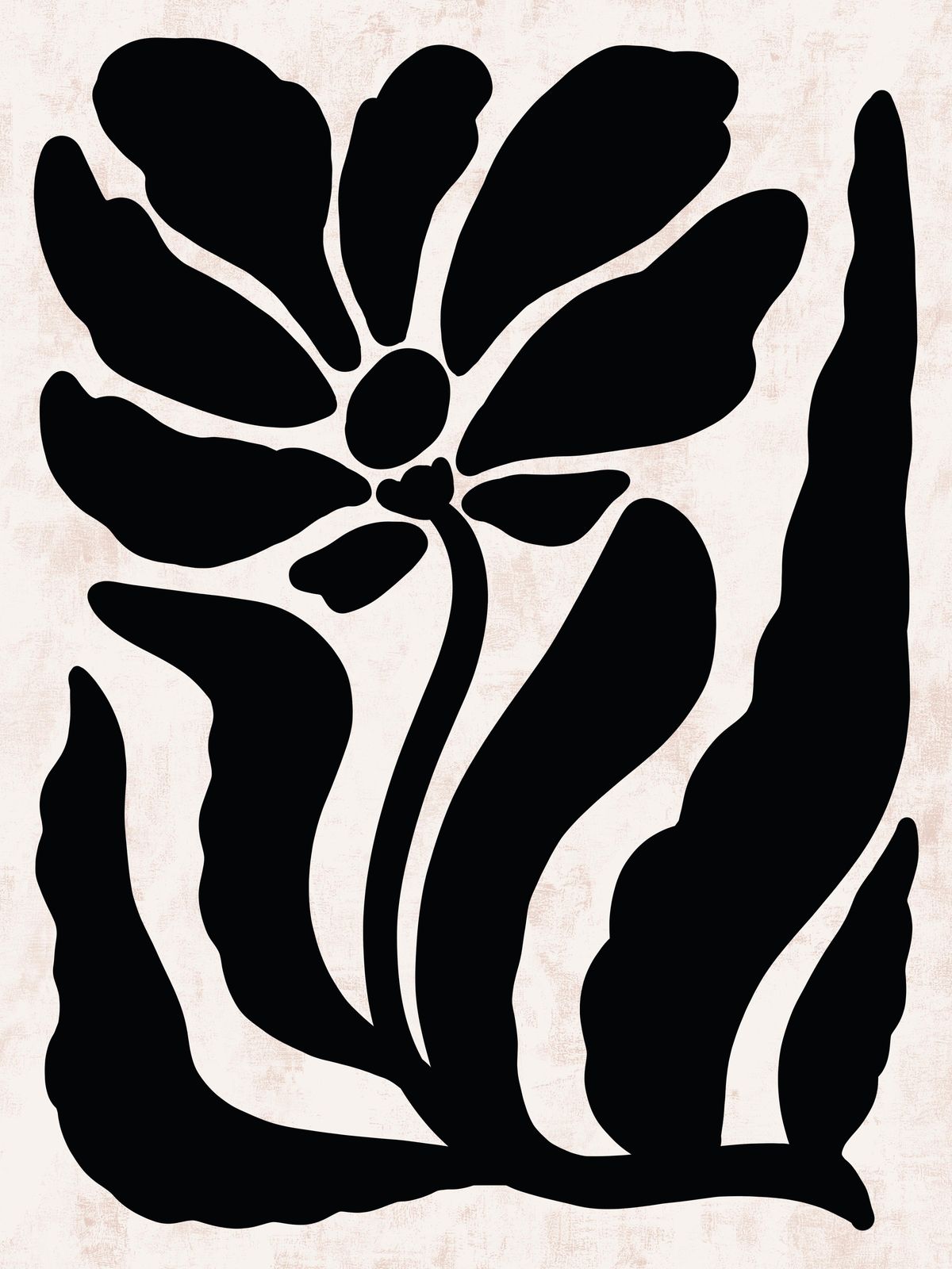 Bold Black Floral Abstract Matisse Style Wall Art