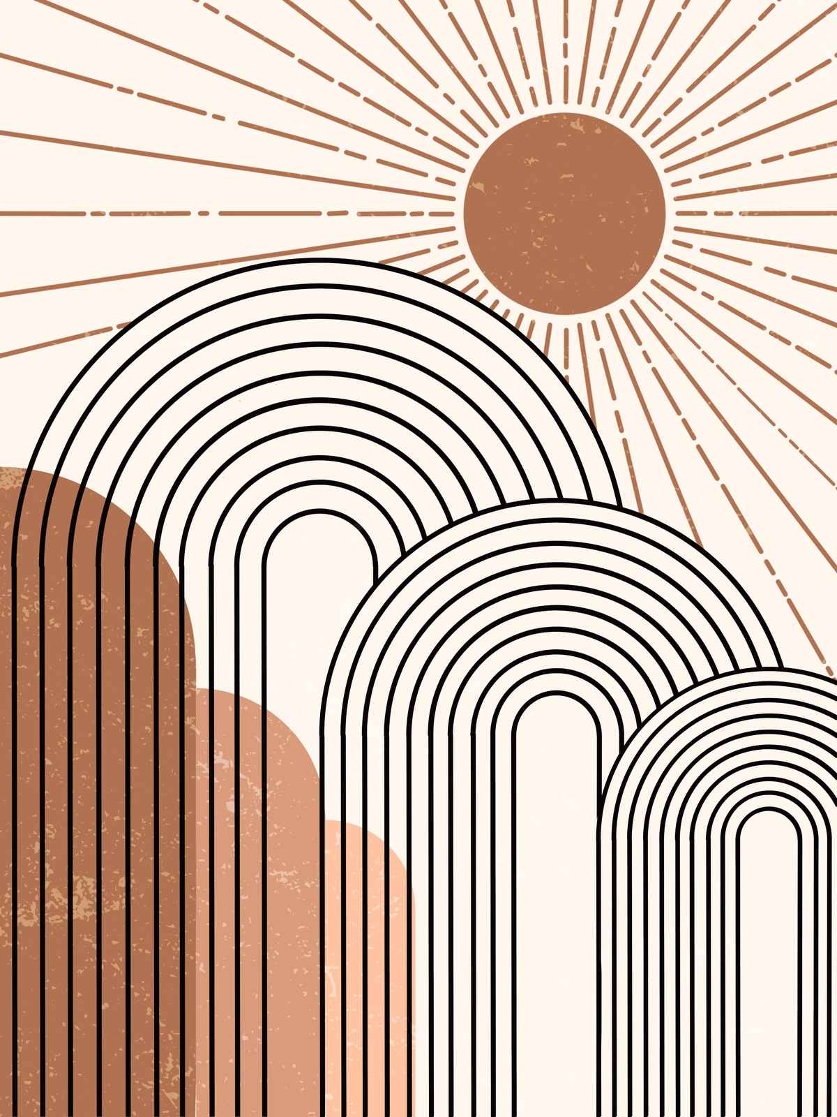 Boho Sun & Rainbow Arches Wall Art