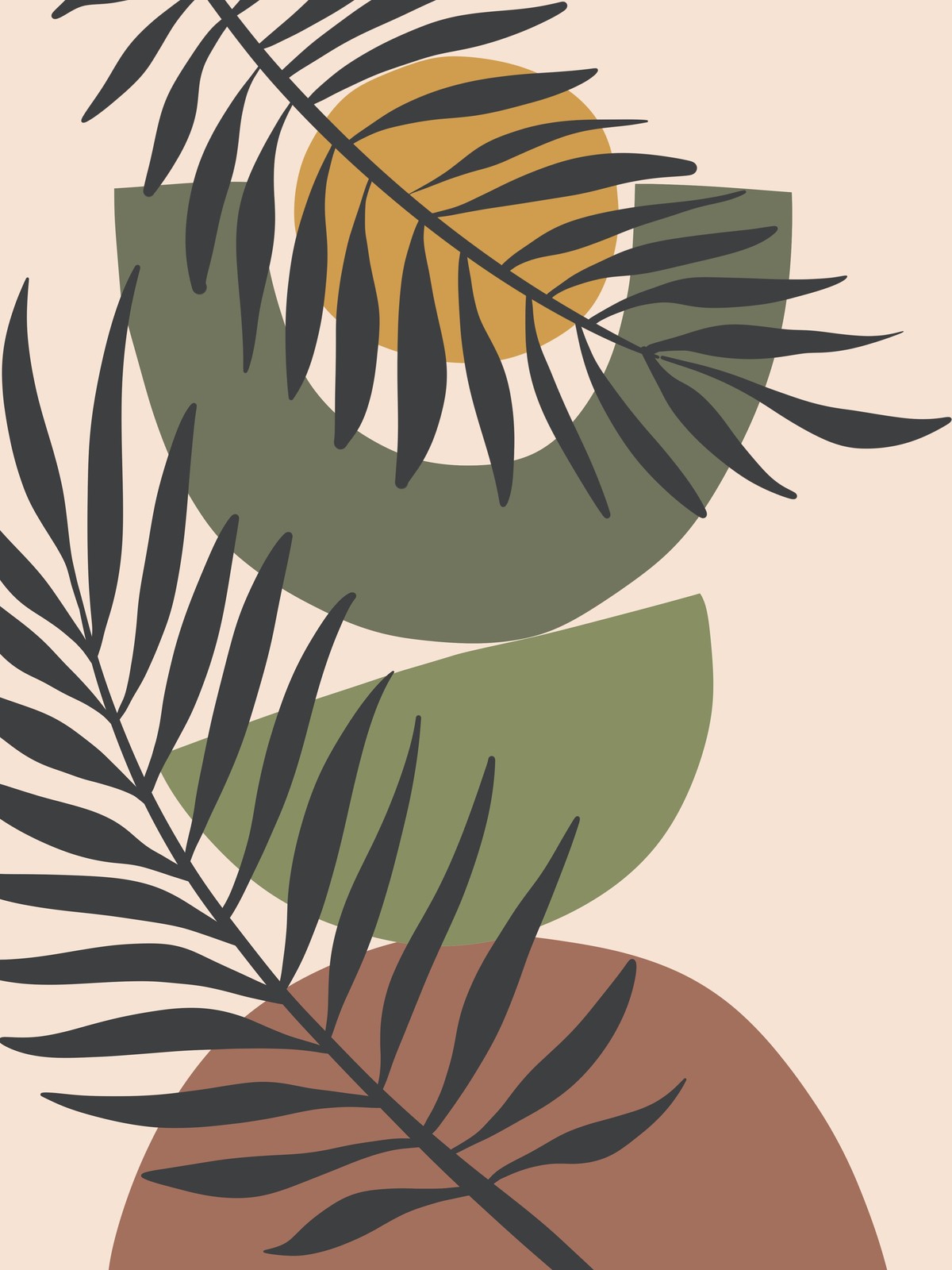 Abstract Palm Leaf Mid Century Modern Wall Art