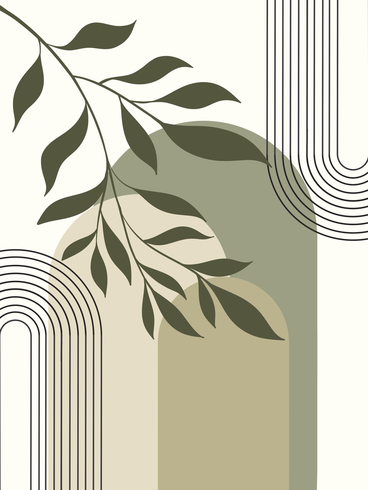 Boho Leaf Arches Wall Art
