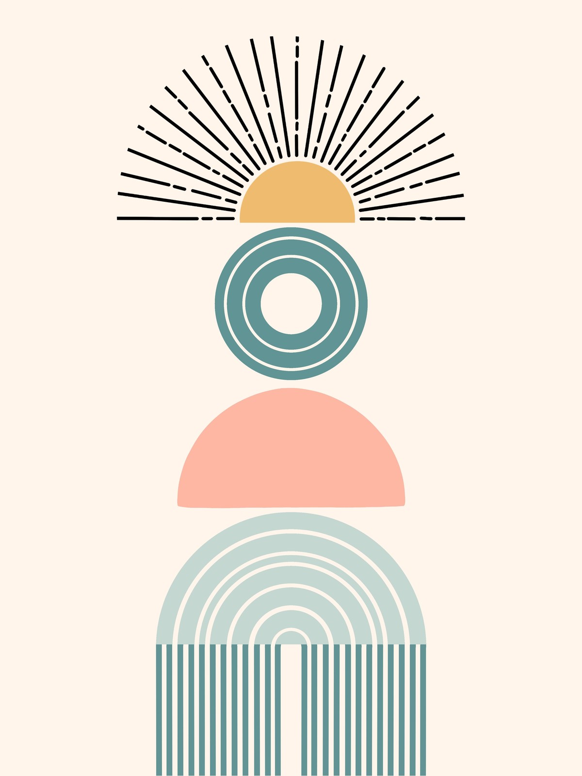 Boho Sun Rainbow Arch Wall Art