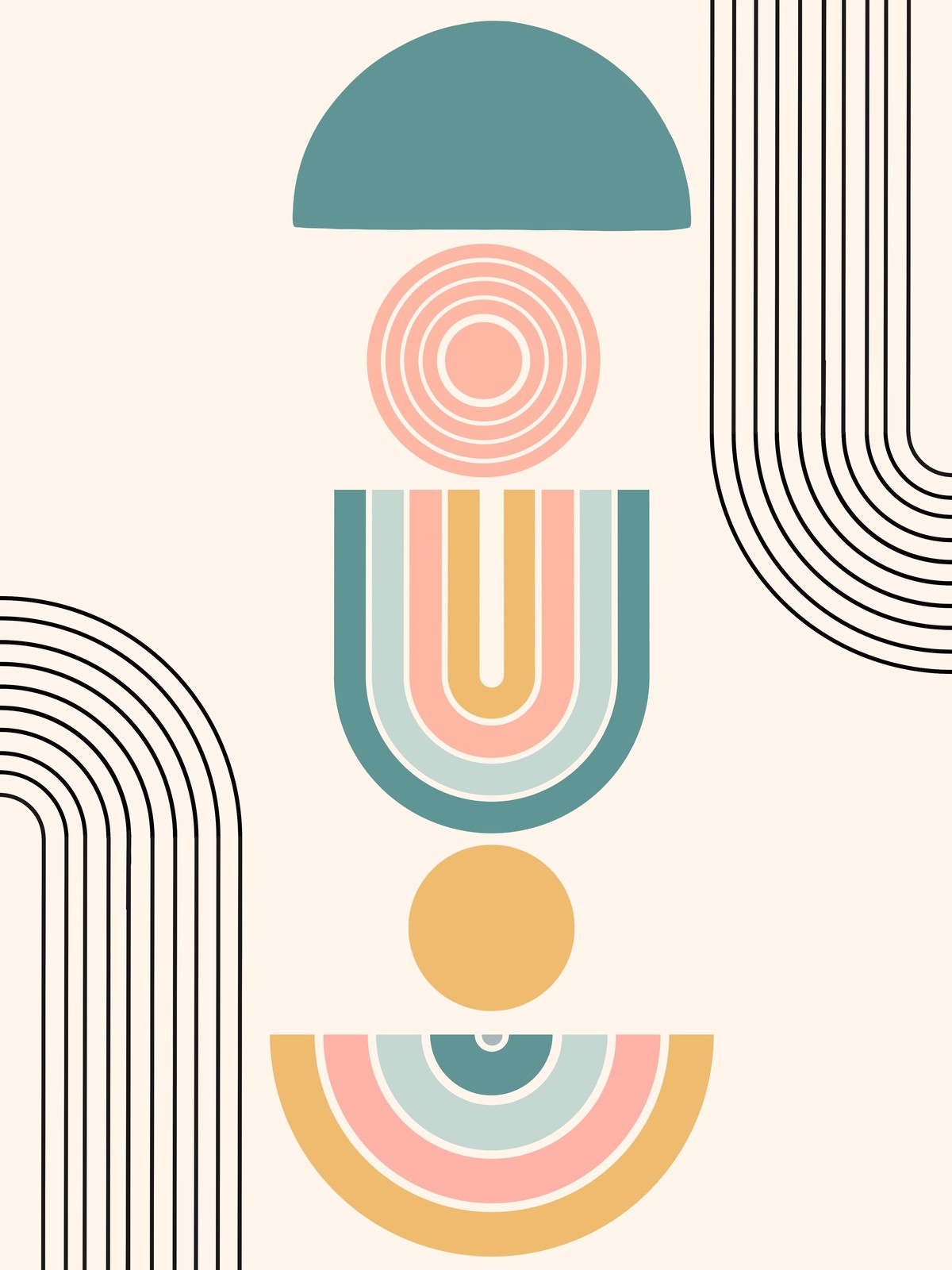 Boho Geometric Rainbow Wall Art