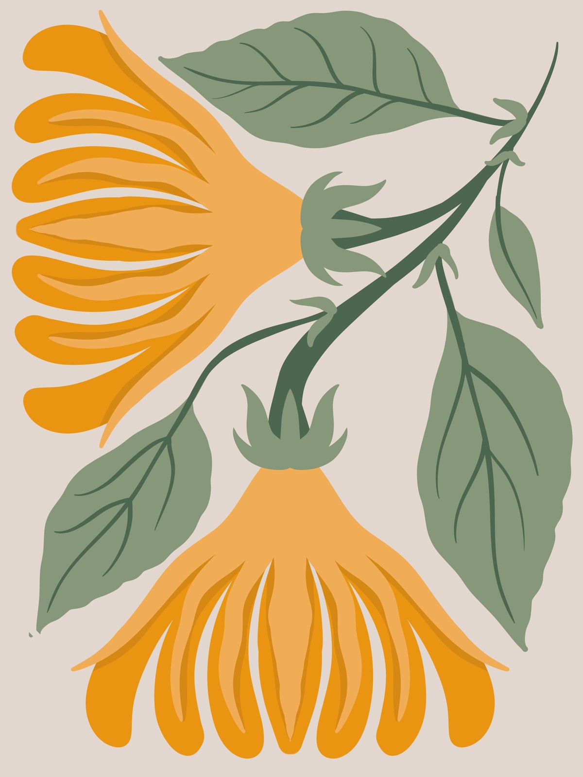 Golden Bloom Botanical Wall Art Wall Art