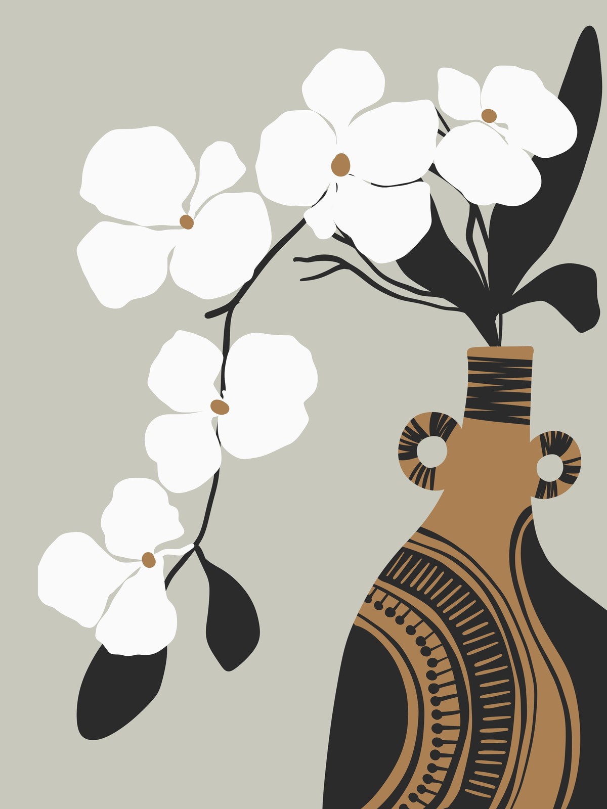 Modern Botanical Orchid Vase Wall Art
