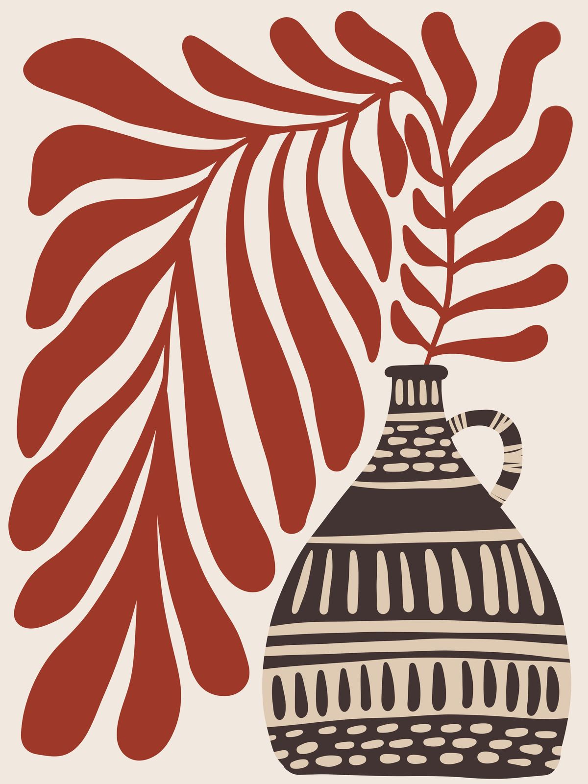 Boho Botanical Vase Terracotta Wall Art