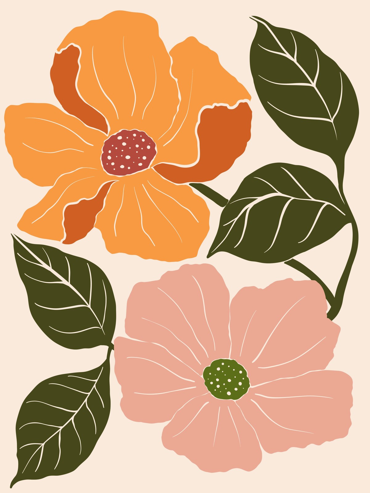 Boho Floral Wall Art - Modern Wall Art