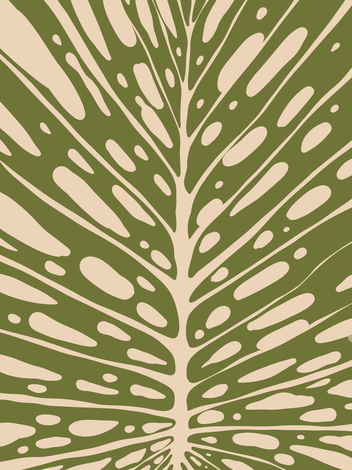Minimalist Green Monstera Leaf Wall Art