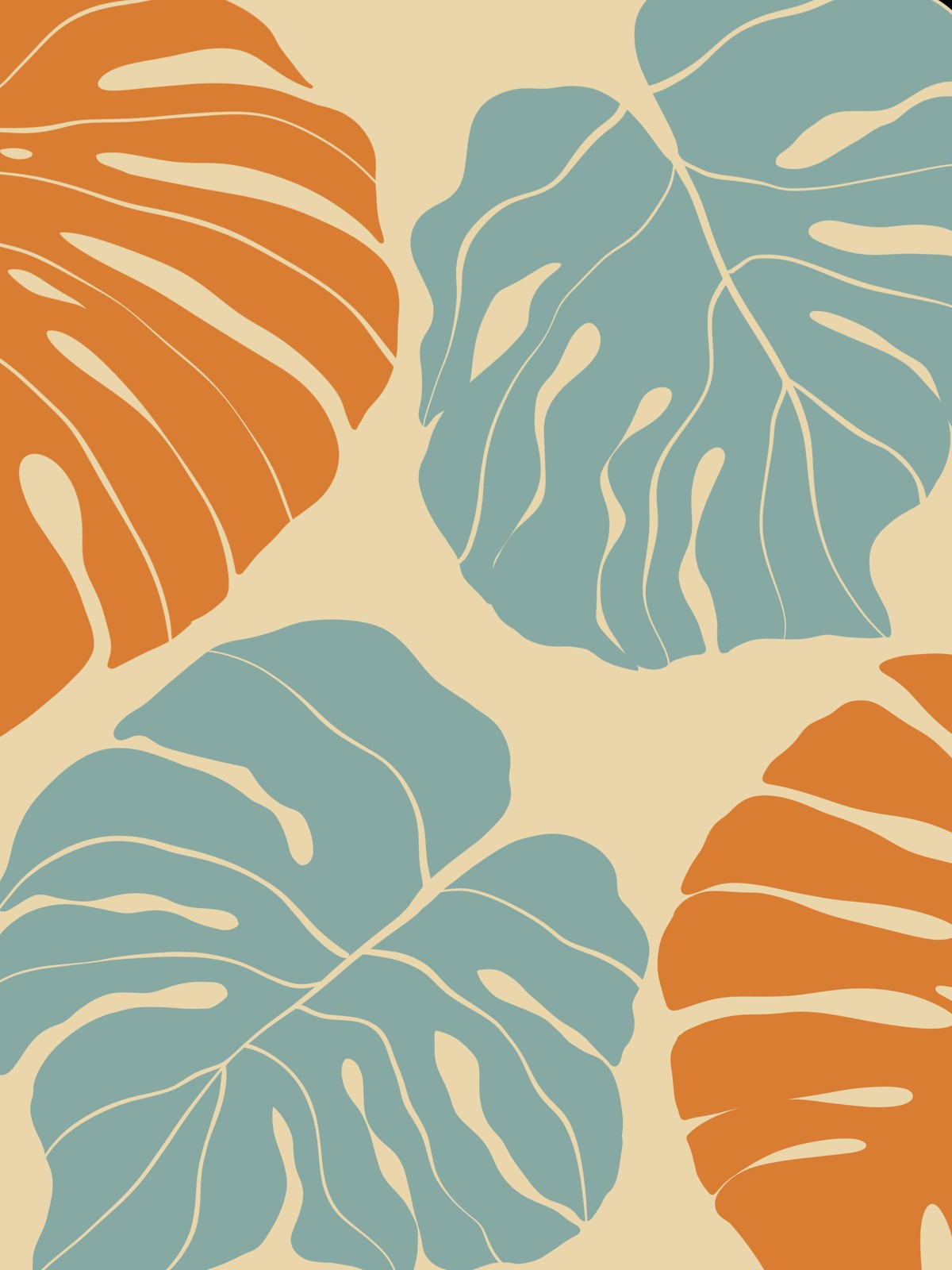 Boho Monstera Leaf Abstract Wall Art