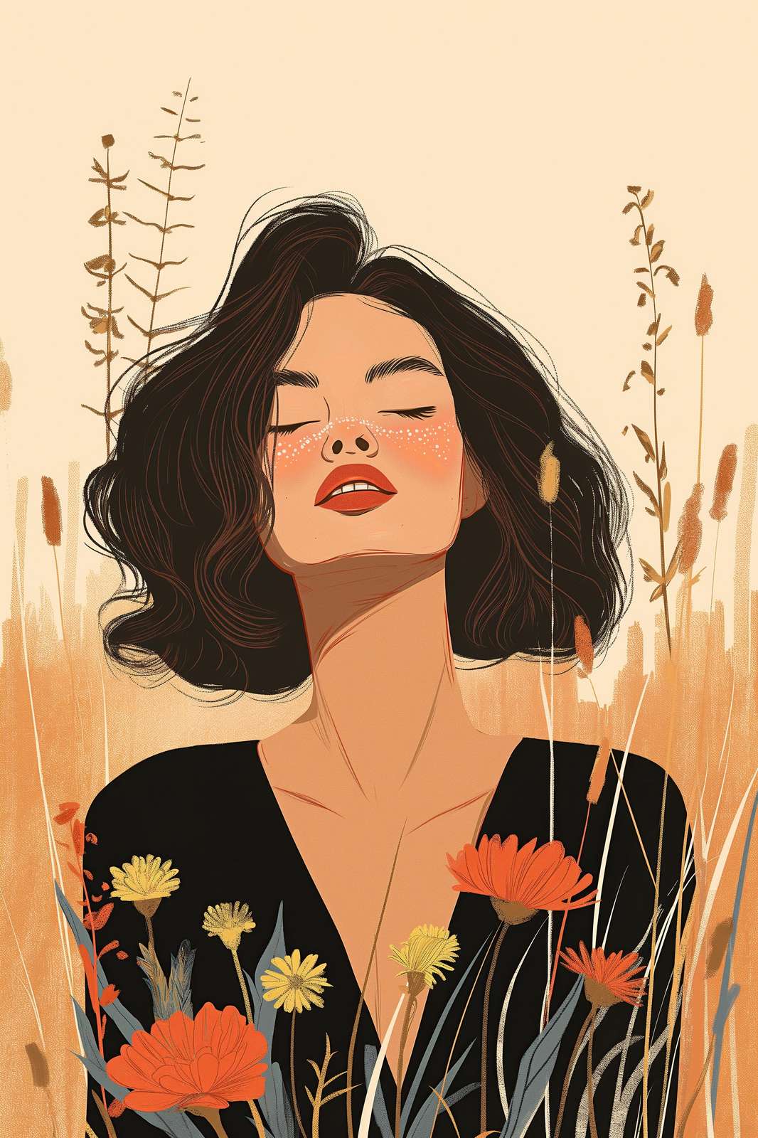 Bohemian Goddess in Meadow Wall Art