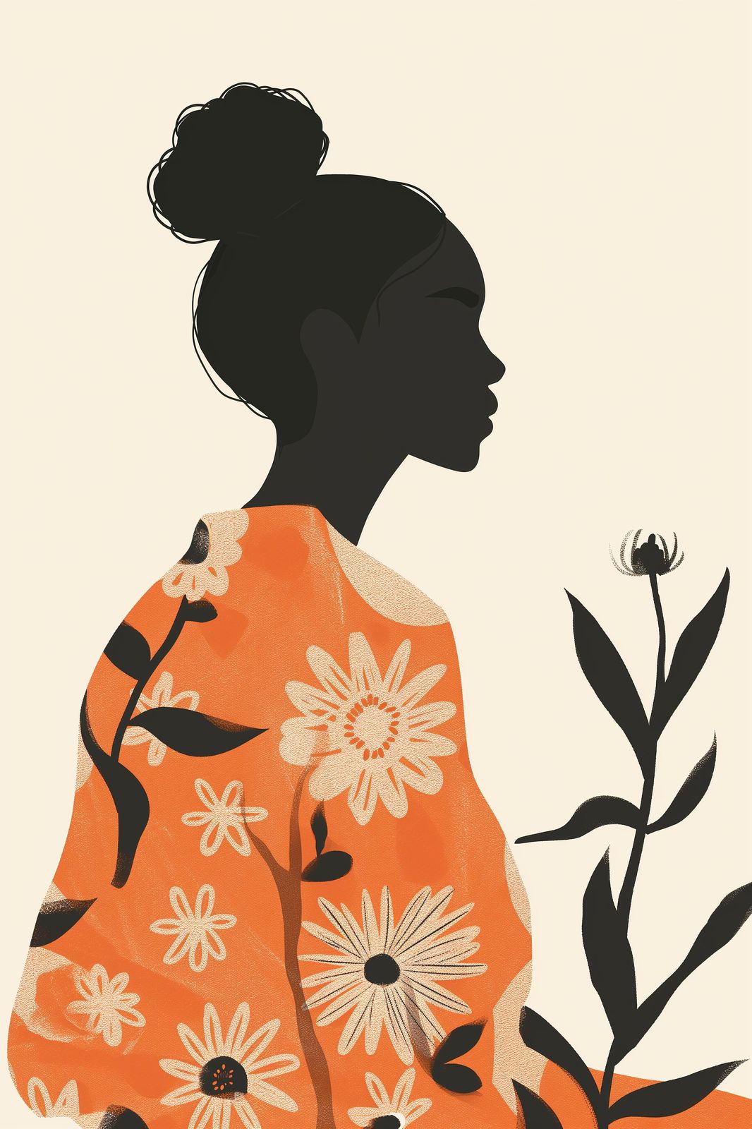 Serene Bloom Woman Portrait Wall Art