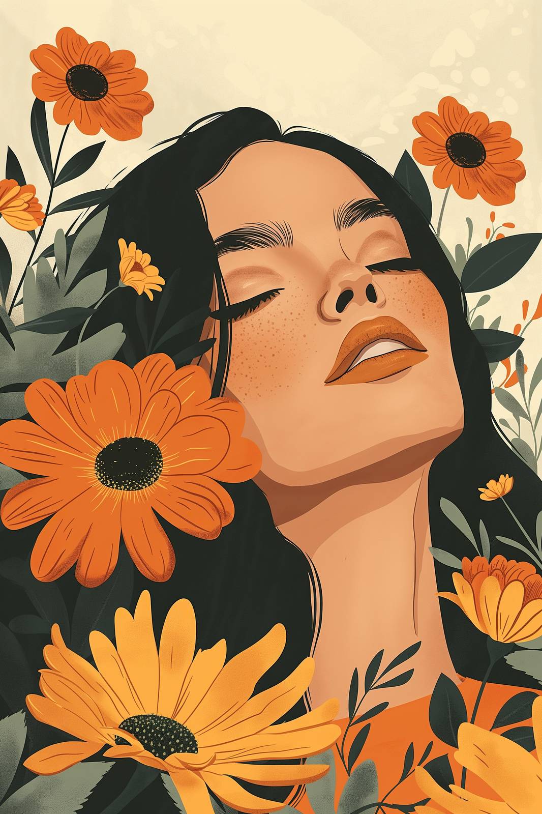 Serene Floral Portrait Wall Art