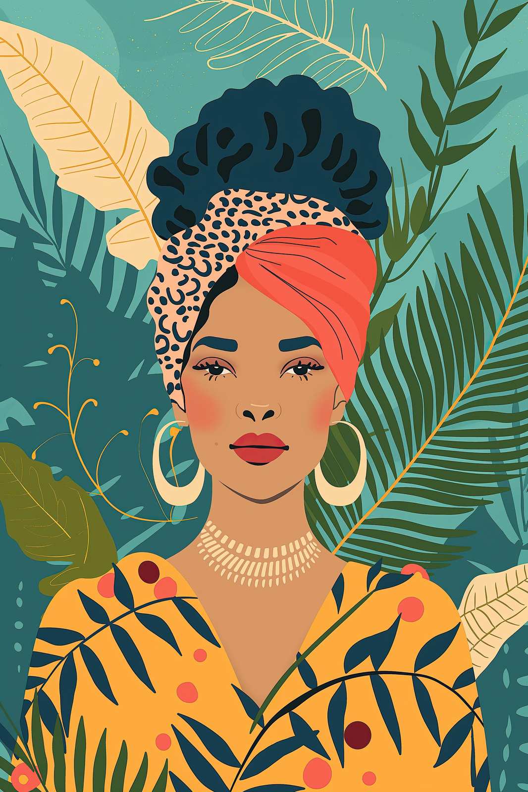 Vibrant Tropical Woman Wall Art