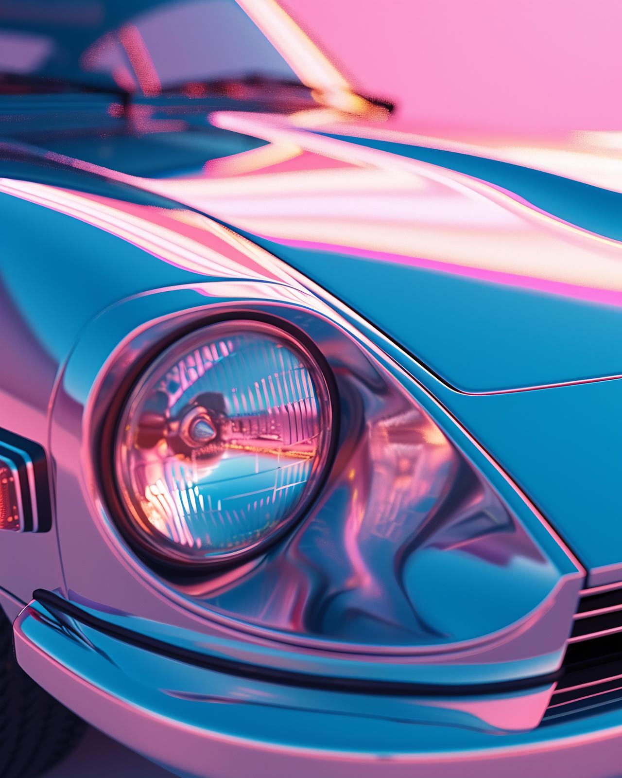 Retro Car Headlight Neon Glow Wall Art