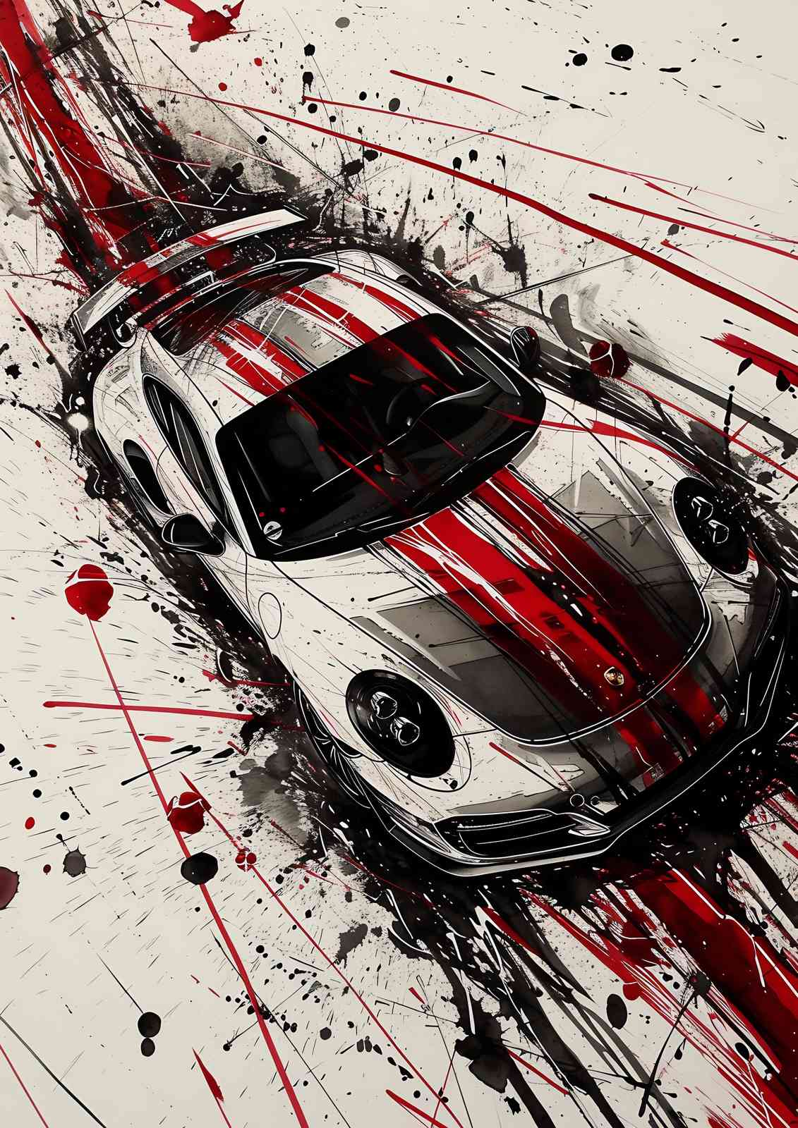 Dynamic Red & Black Porsche Wall Art