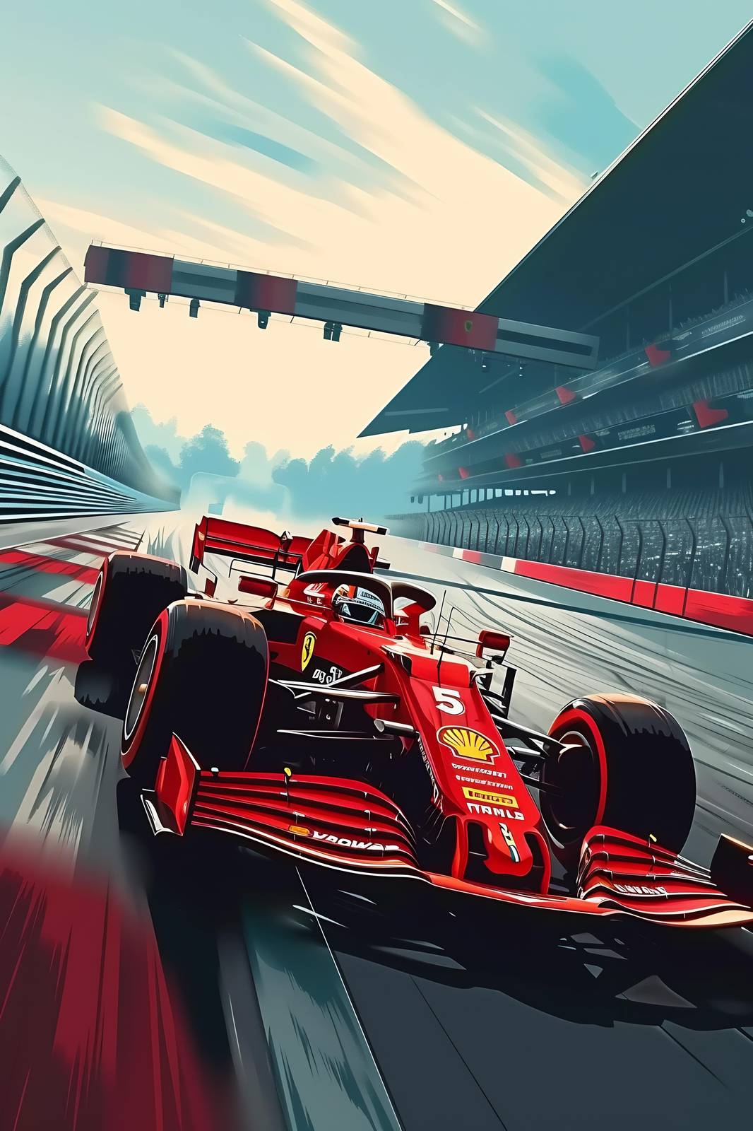 Red Formula 1 Racing Car Wall Art