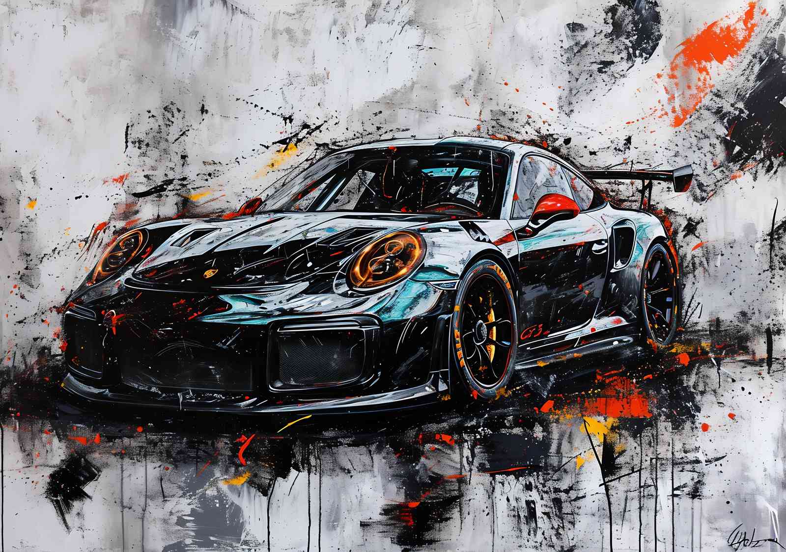 Dynamic Porsche GT3 Abstract Wall Art