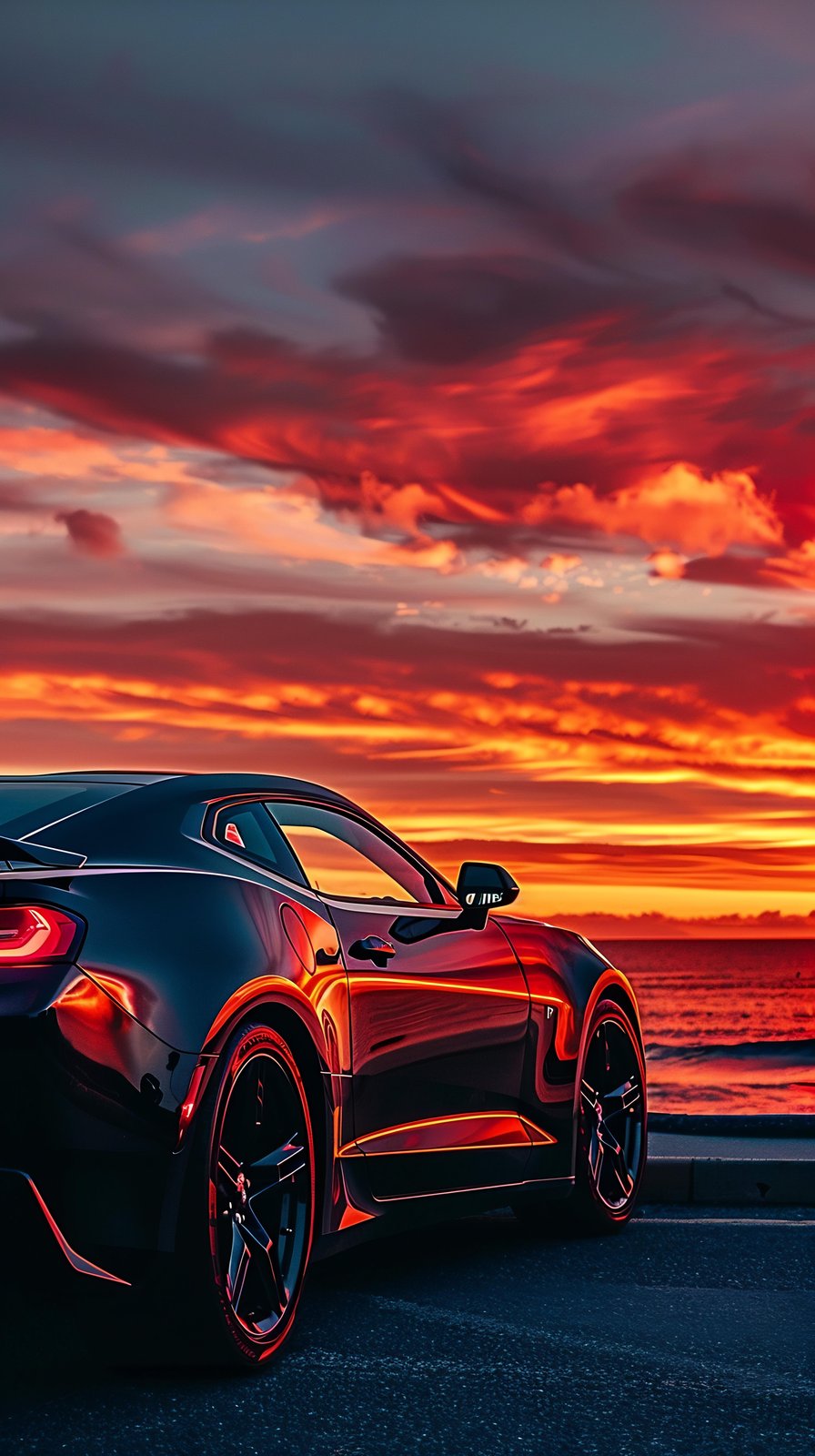 Dramatic Sunset Sports Car Wall Art