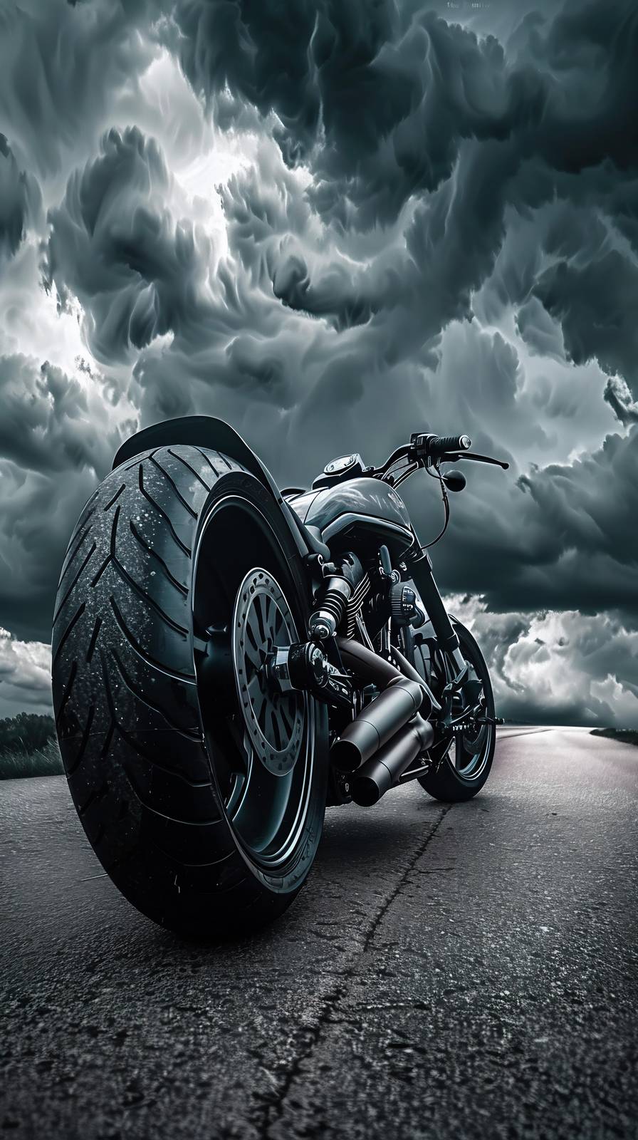 Stormy Ride Chopper Motorcycle Wall Art