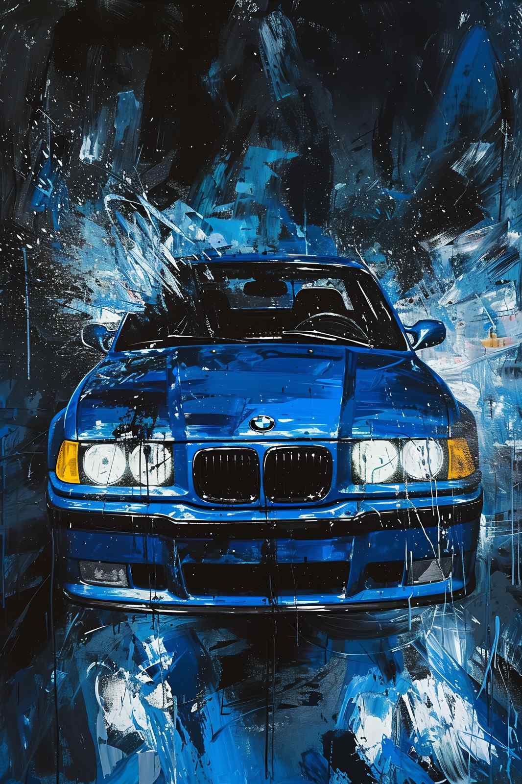 Bold Blue BMW E36 Abstract Wall Art