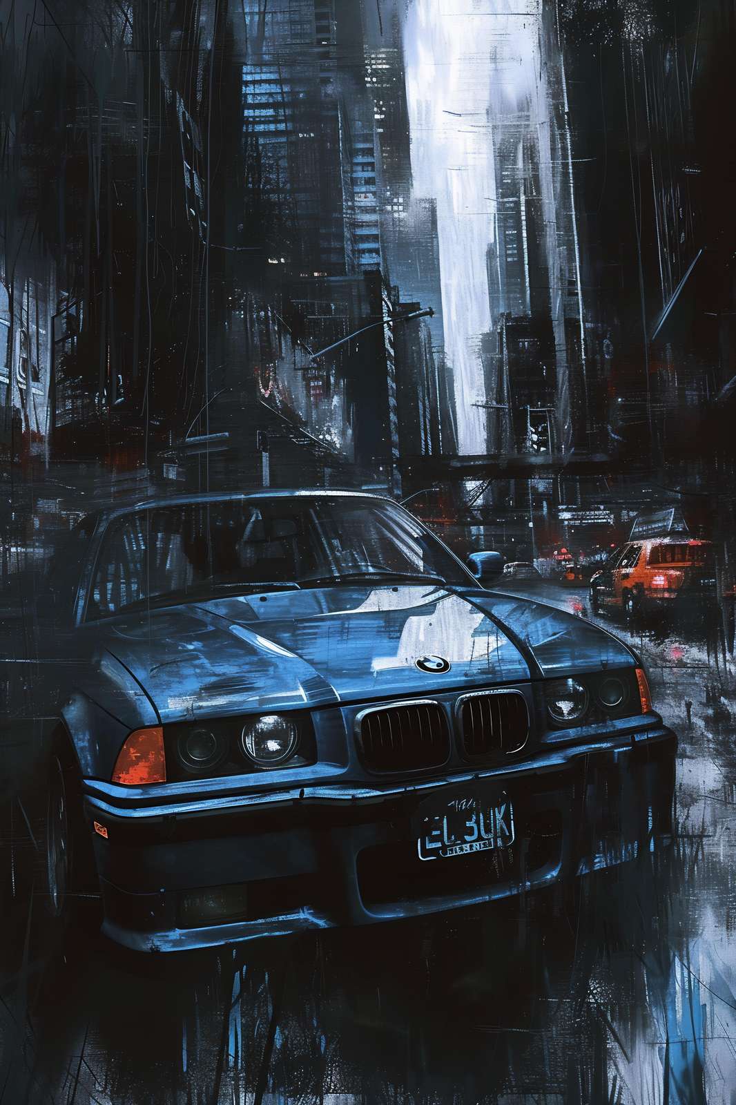 Urban Night Drive BMW E36 Wall Art