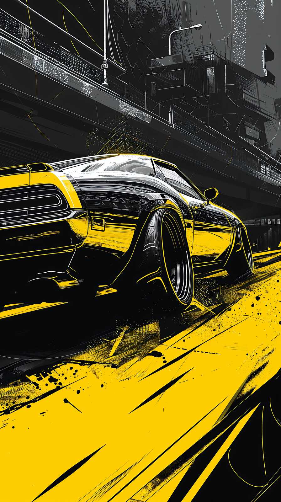 Vibrant Speedster Yellow Automotive Wall Art