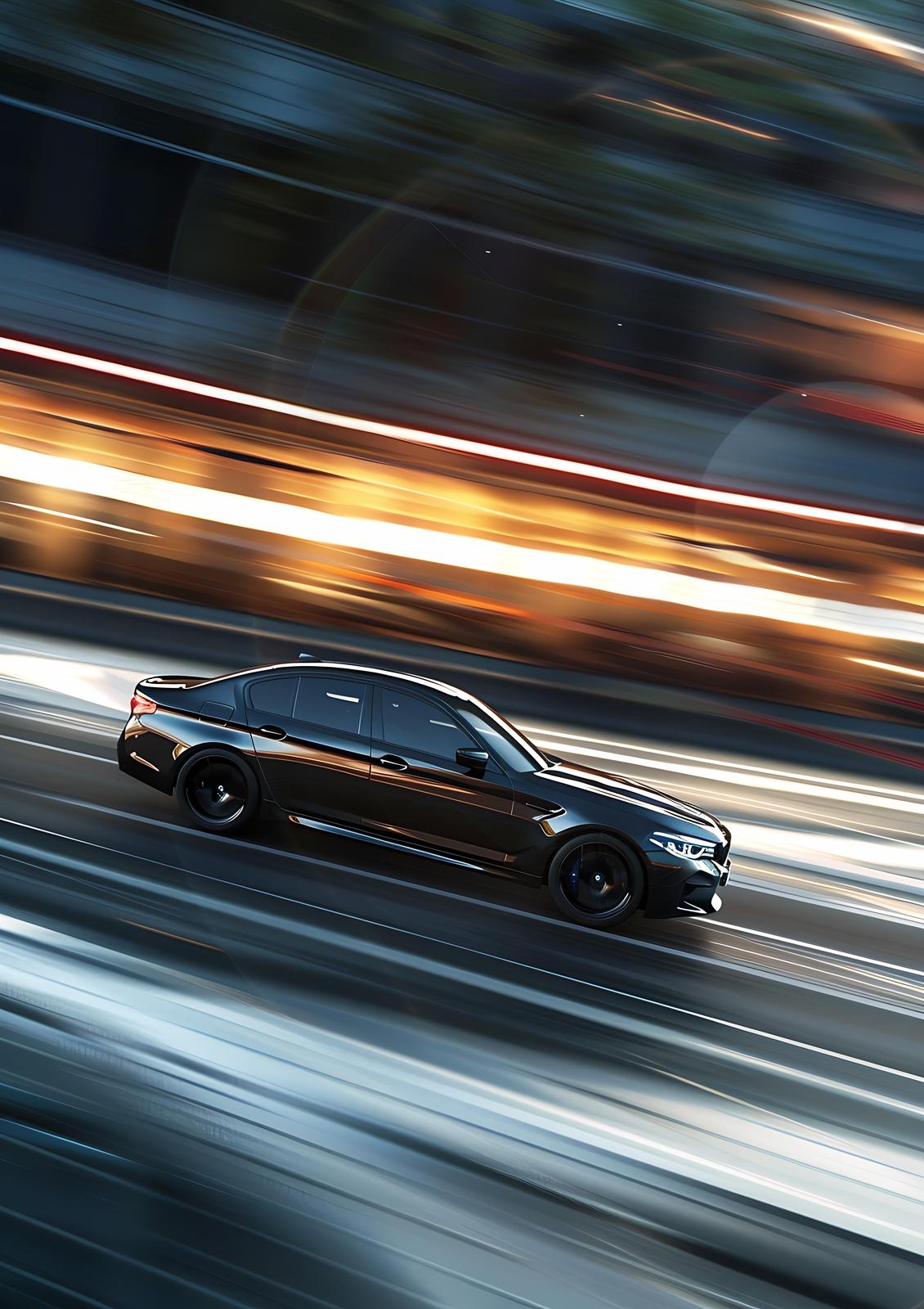 Sleek Black Sedan Speed Wall Art
