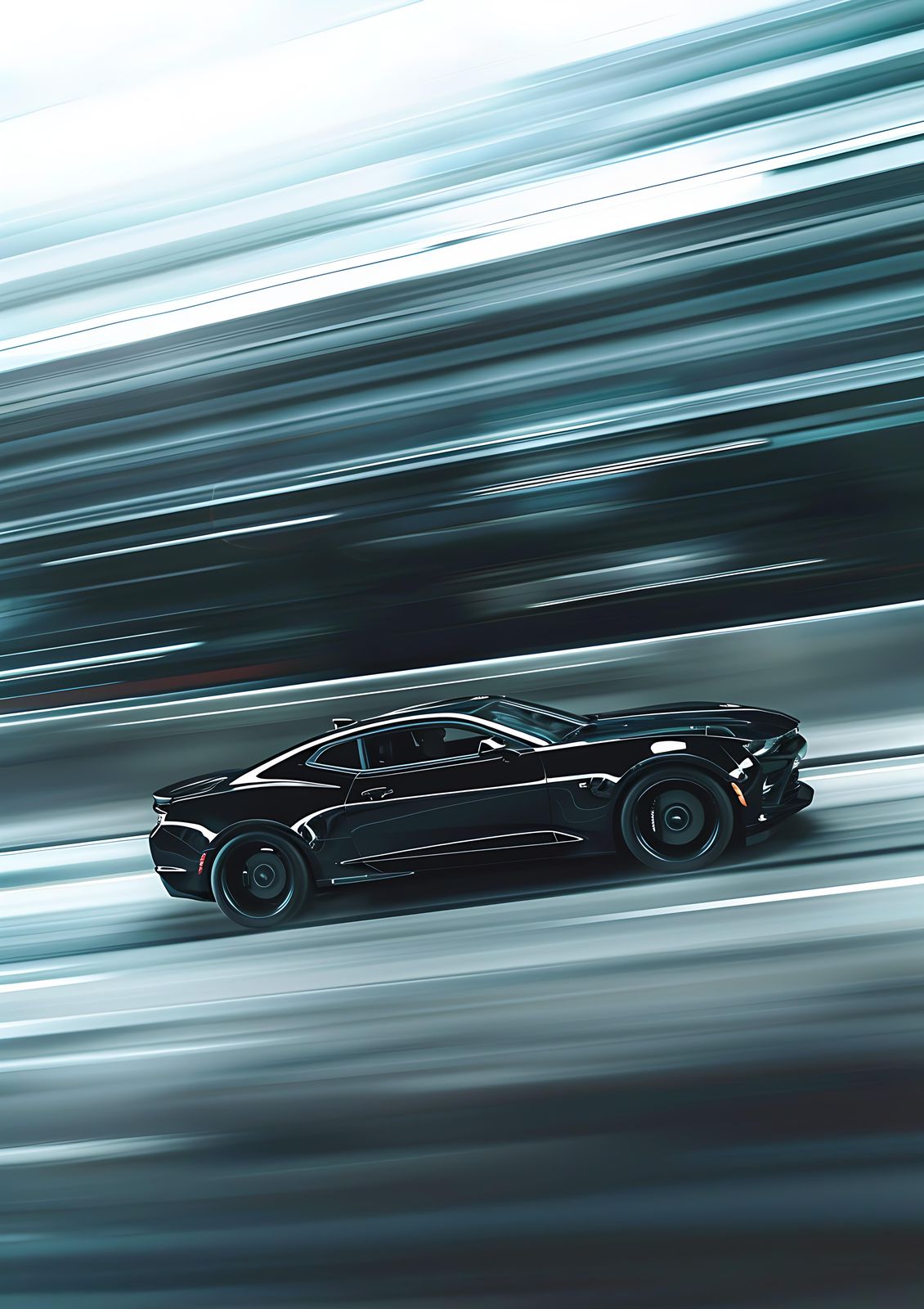 Sleek Black Camaro Speed Motion Wall Art