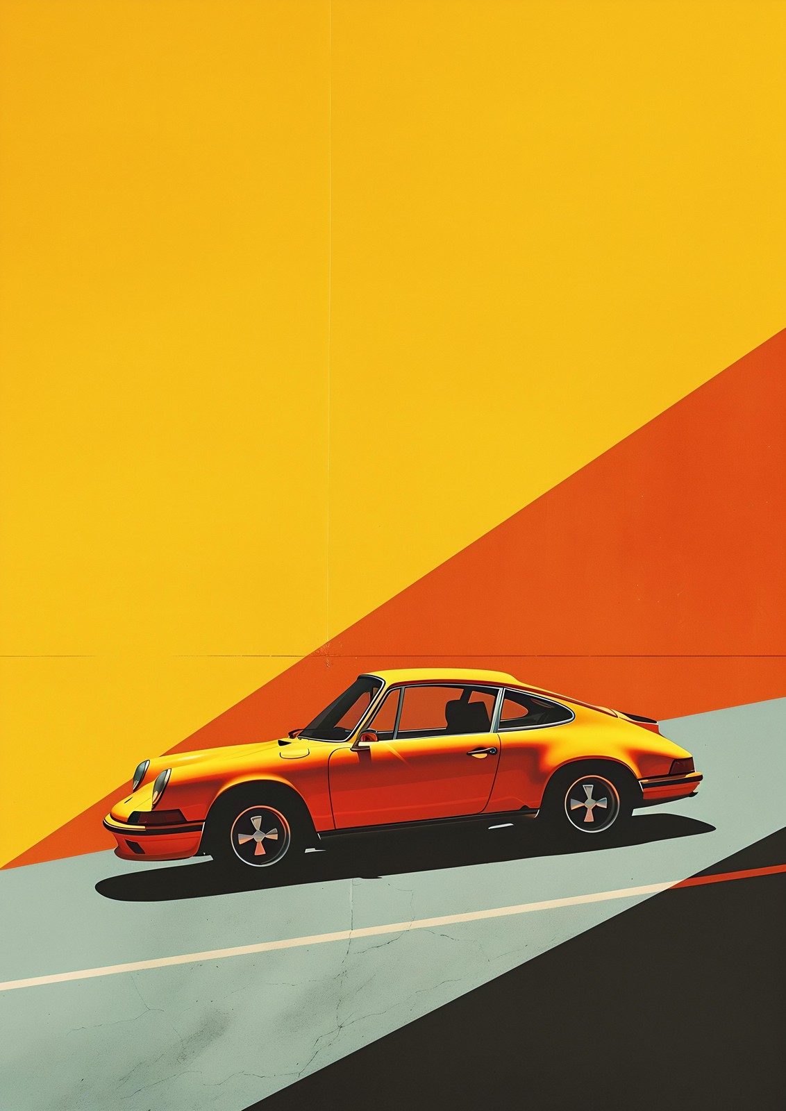 Retro Orange Porsche Wall Art Wall Art