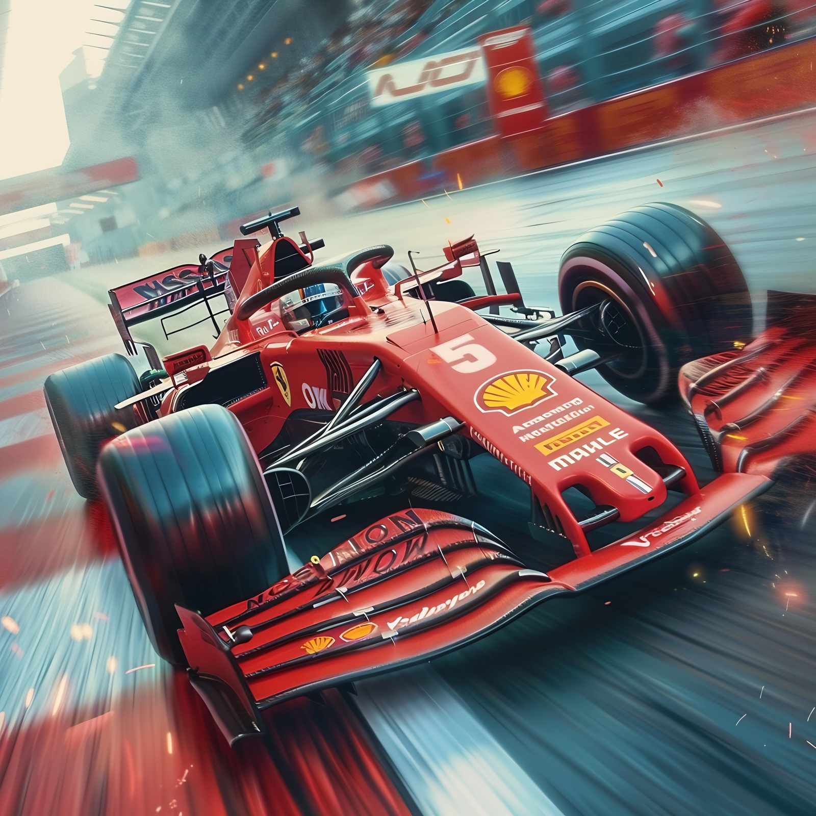 High-Speed Red F1 Car Racing Wall Art